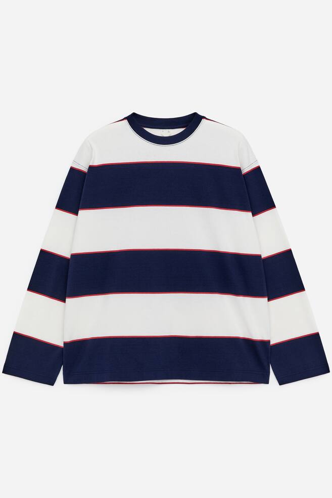 Relaxed Long-Sleeve T-Shirt - Off White/Blue/Red/Purple/Off White/Blue/White - 1