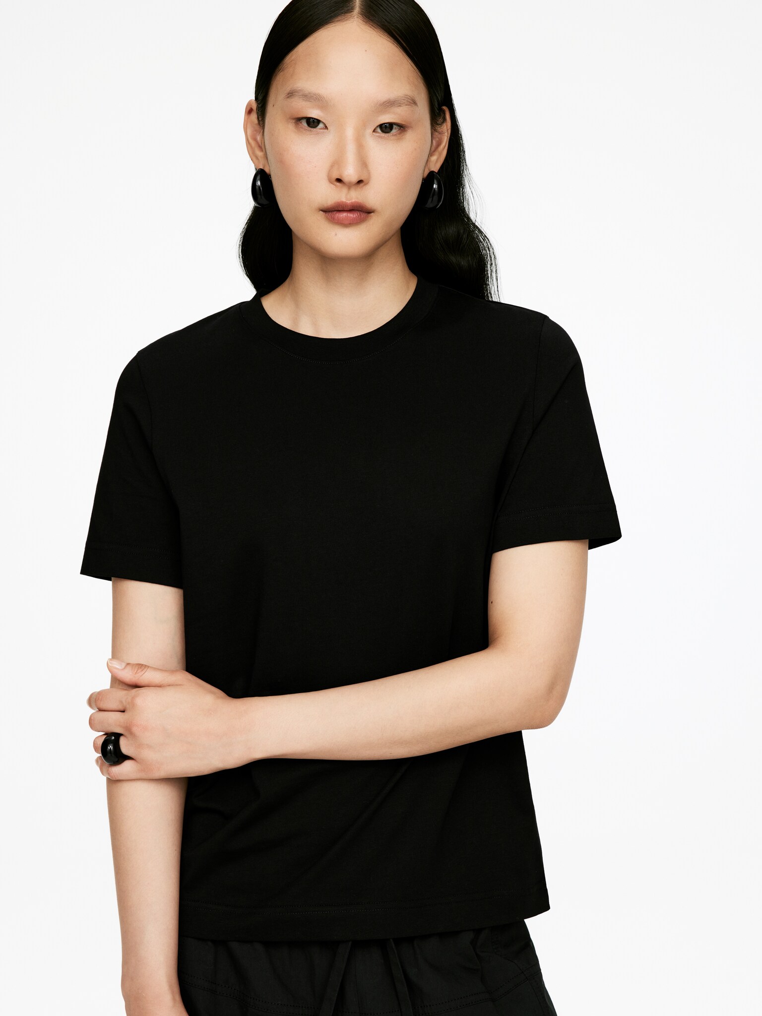 LILY Charakteristisches T-Shirt - Schwarz/Weinrot/Weiß/Rot/Weiß/Weiß/Dunkelblau/Braun/Cremeweiß/Graumeliert/Dunkelblau - 5