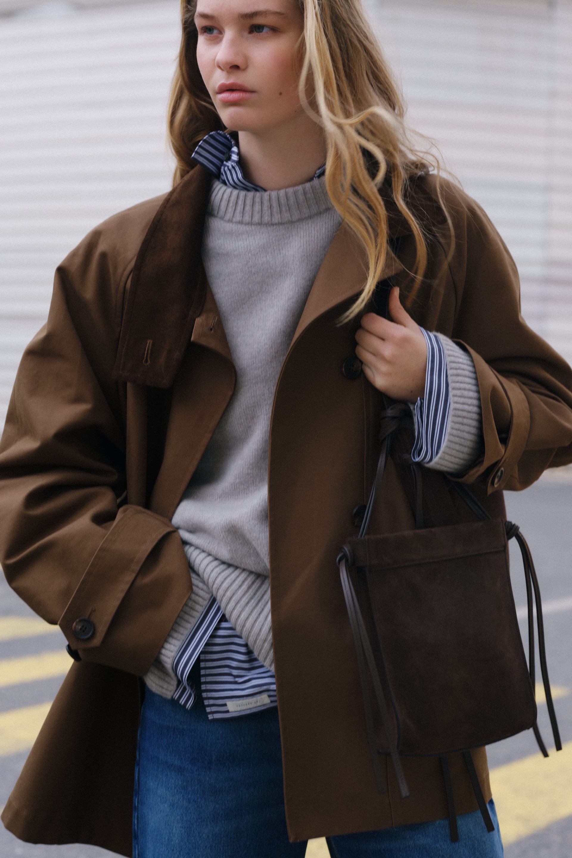 View larger image: Split Suede Crossbody Bag  - Dark Brown - Ladies | H&M GB 1