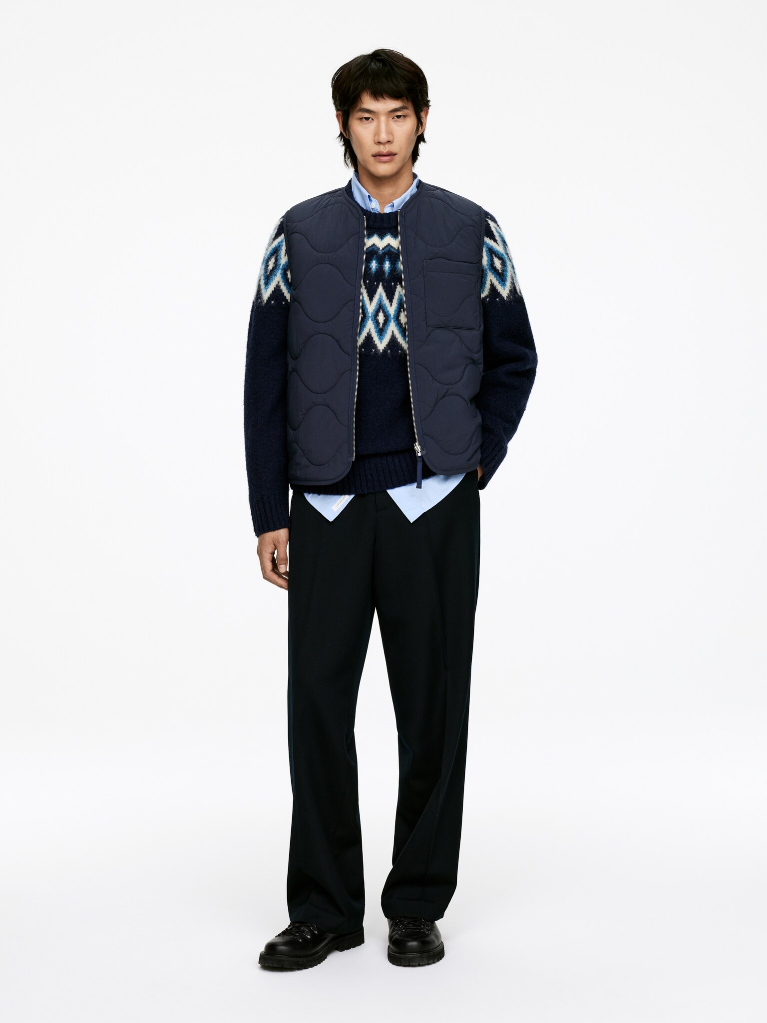 Gilet con imbottitura trapuntata 2-in-1 - Blu scuro/Ruggine/Verde kaki/Nero/Marrone rossastro/Verde/Blu