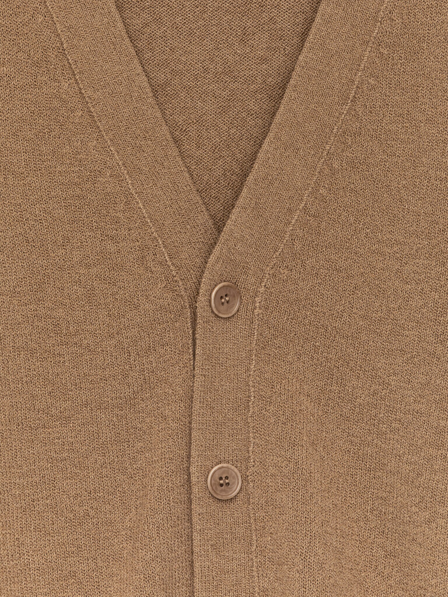 Cardigan en laine et coton - Camel/Noir - 2