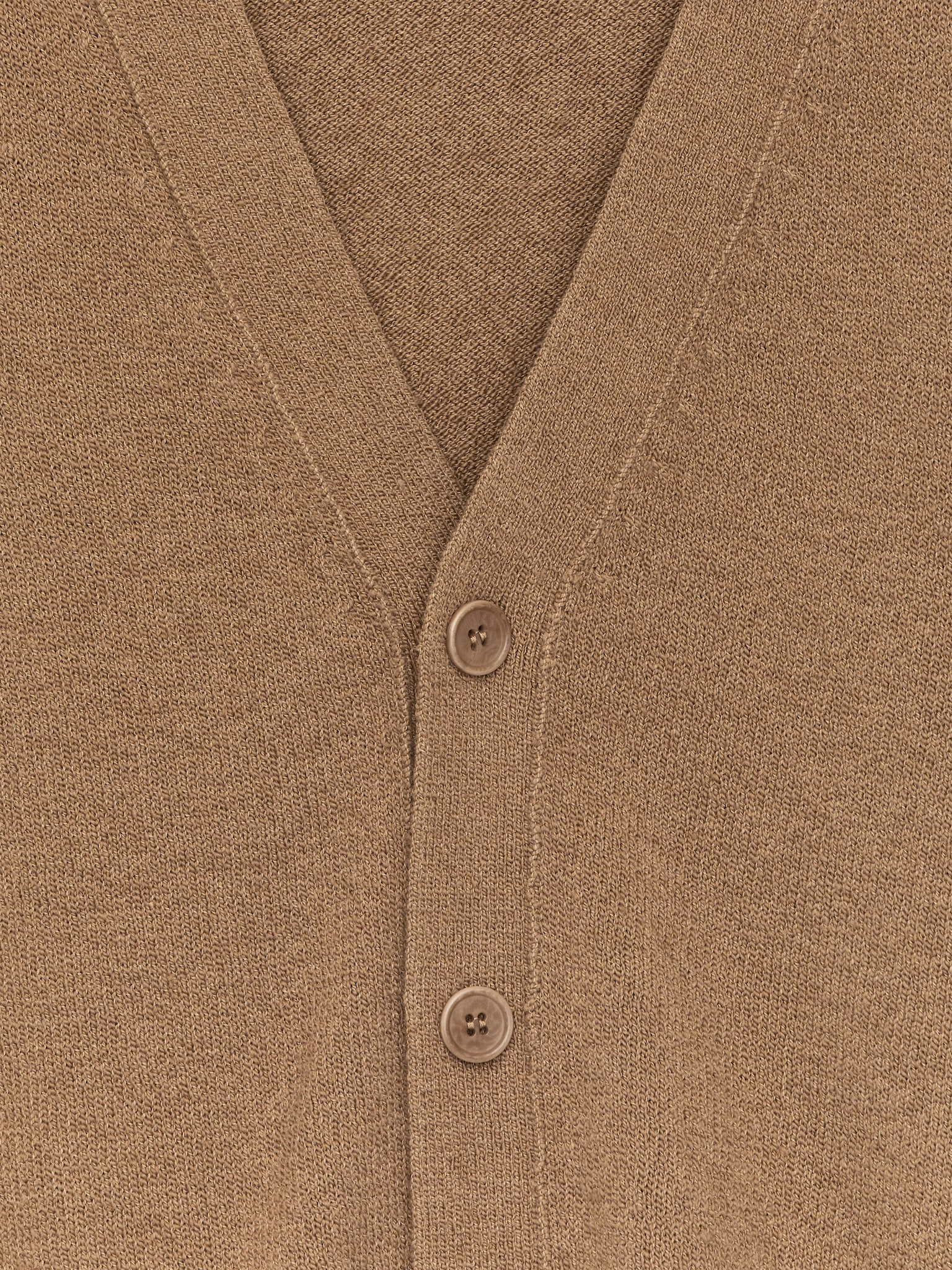 Wool Cotton Cardigan - Camel/Dark Blue - 2
