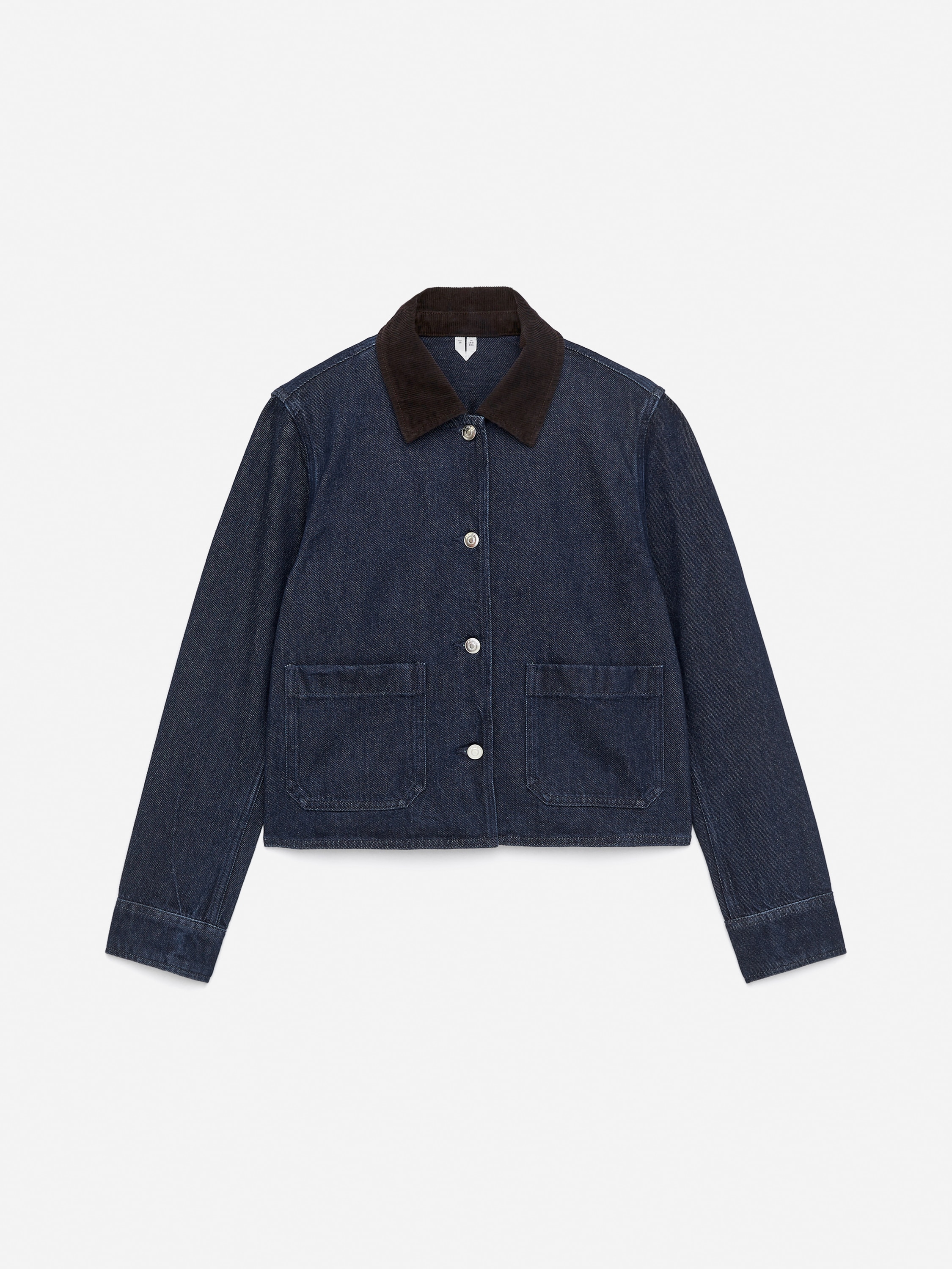 Surchemise en jean à col en velours côtelé - Bleu foncé