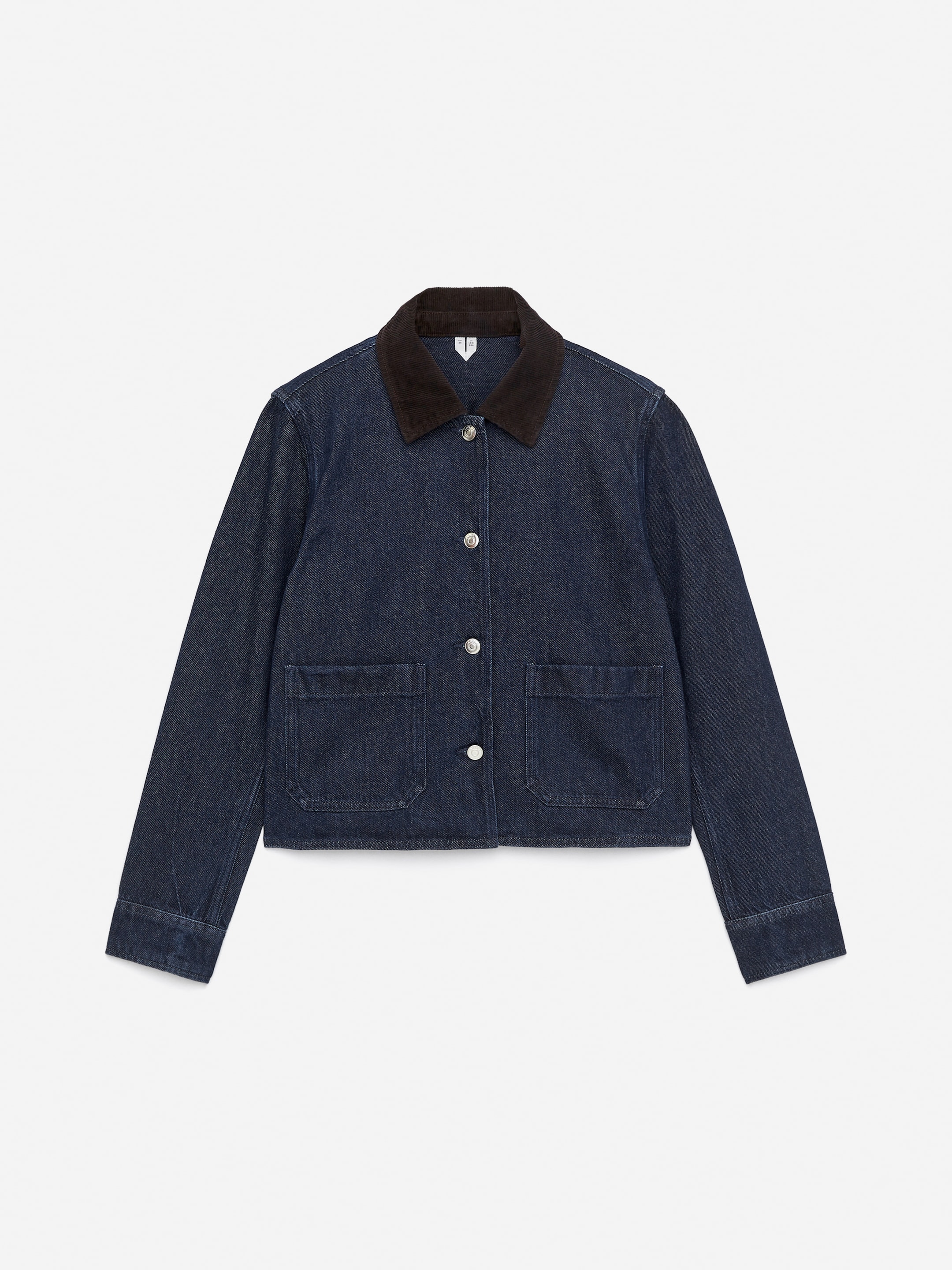 Corduroy-Collar Denim Overshirt - Dark Blue - Regular fit - Women - StillMedia/DescriptiveStillLife - 1
