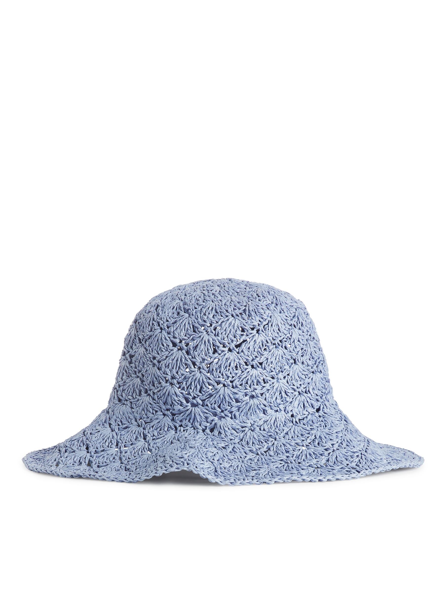 Crochet Straw Hat - Przydymiony jasnoniebieski - Women - StillMedia/DescriptiveStillLife - 1