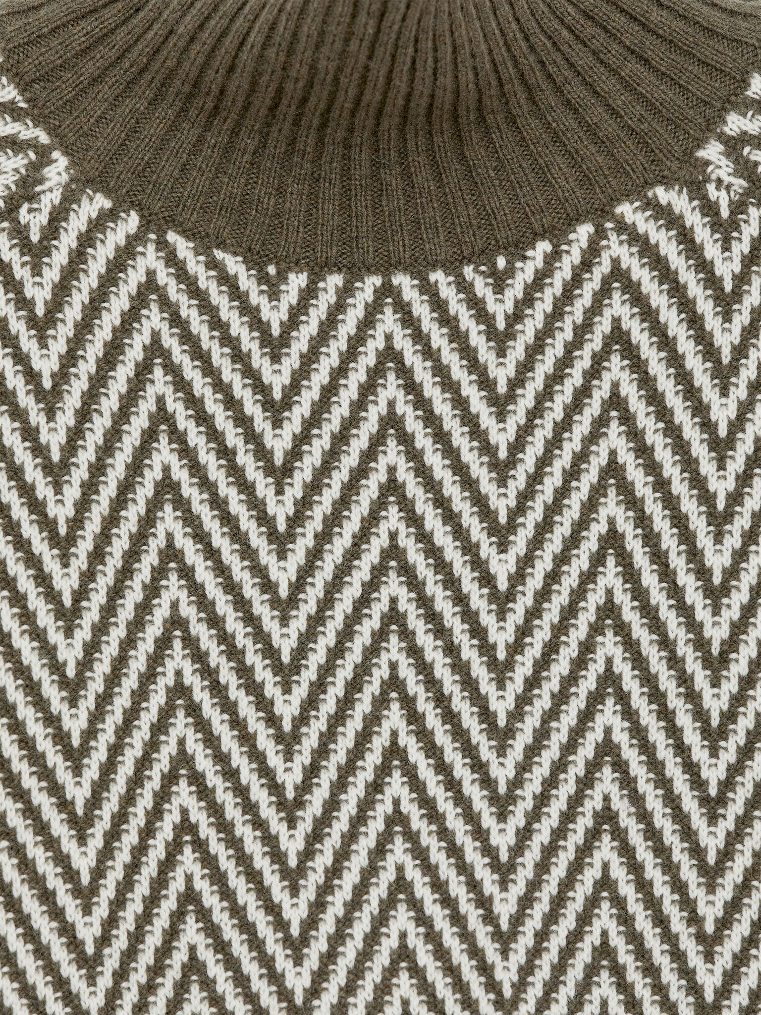 Wełniany sweter o żakardowym splocie - Zielony khaki - 2