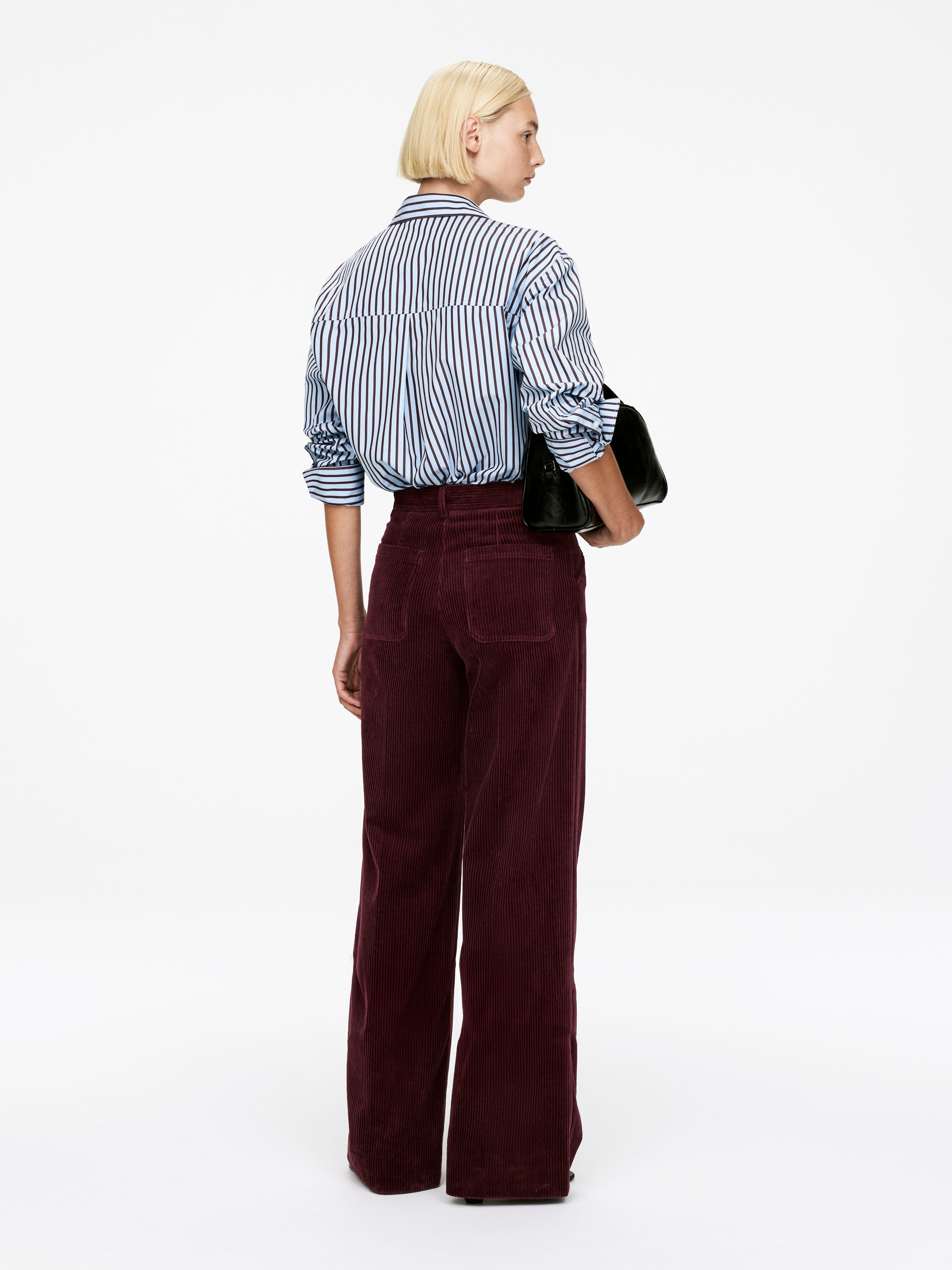 Wide-Leg Corduroy Trousers - Burgundy - Relaxed fit - Women - StillMedia/Lookbook - 3