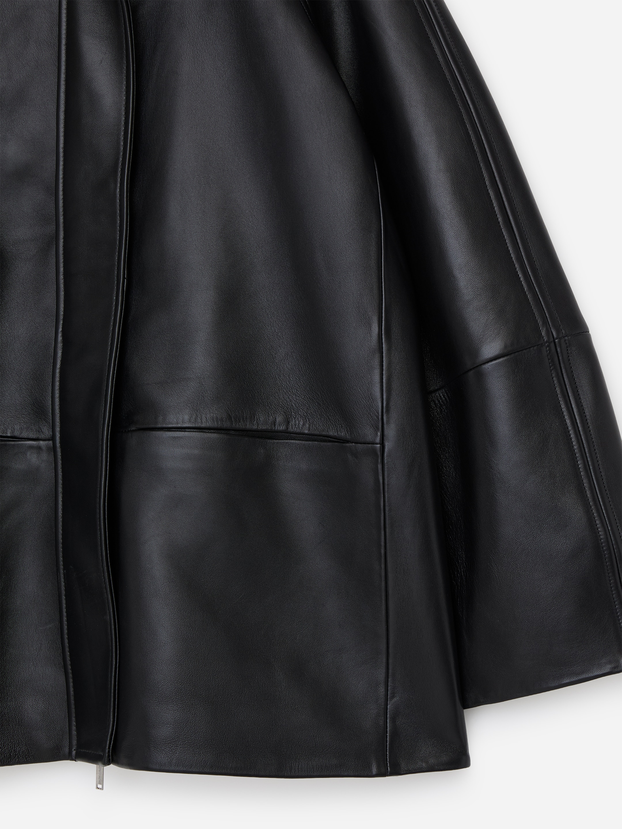 Leather Funnel-Neck Jacket - Black - Relaxed fit - women - StillMedia/DescriptiveDetail - 3