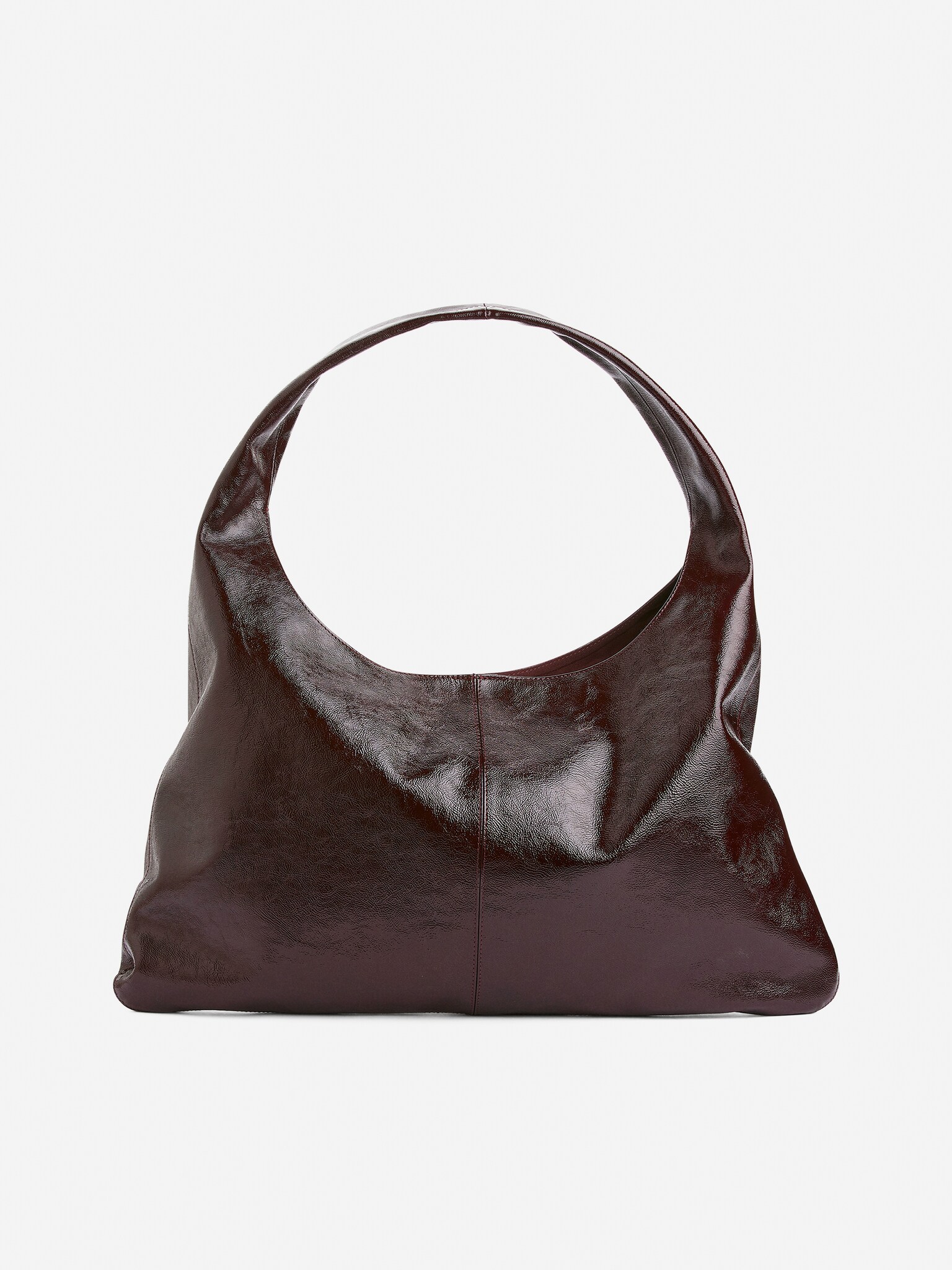 Tasche aus glänzendem Leder - Weinrot