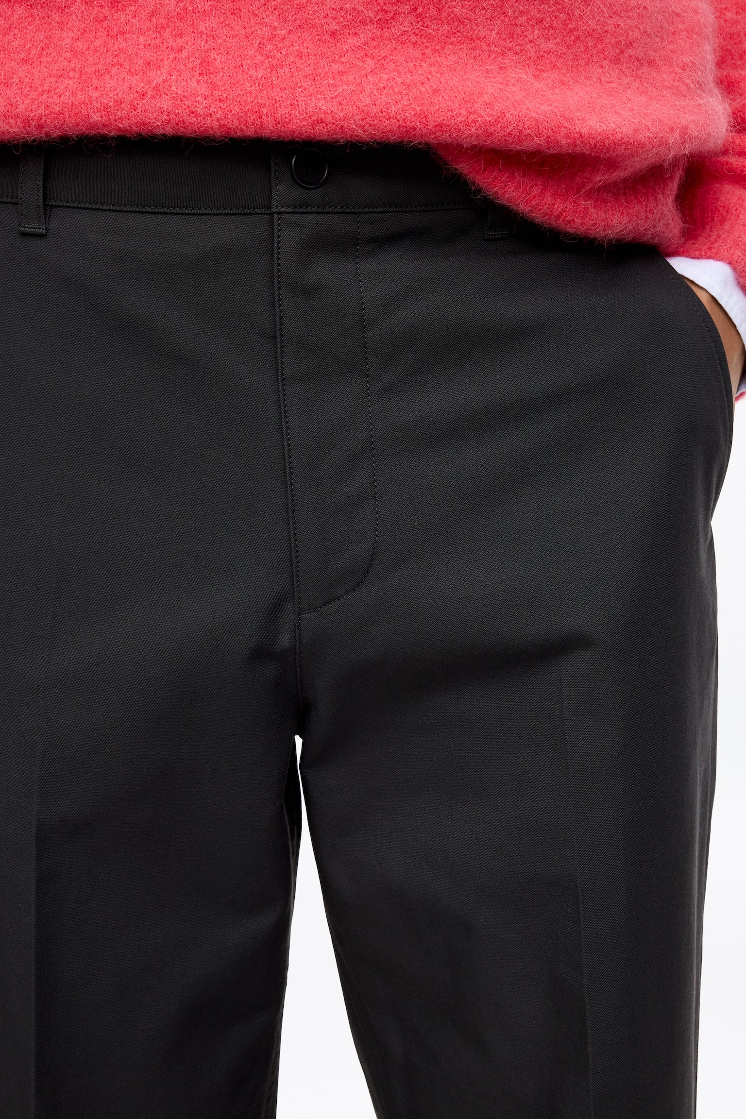 Bavlněné kalhoty - Černá/Prašná světle zelená - 3