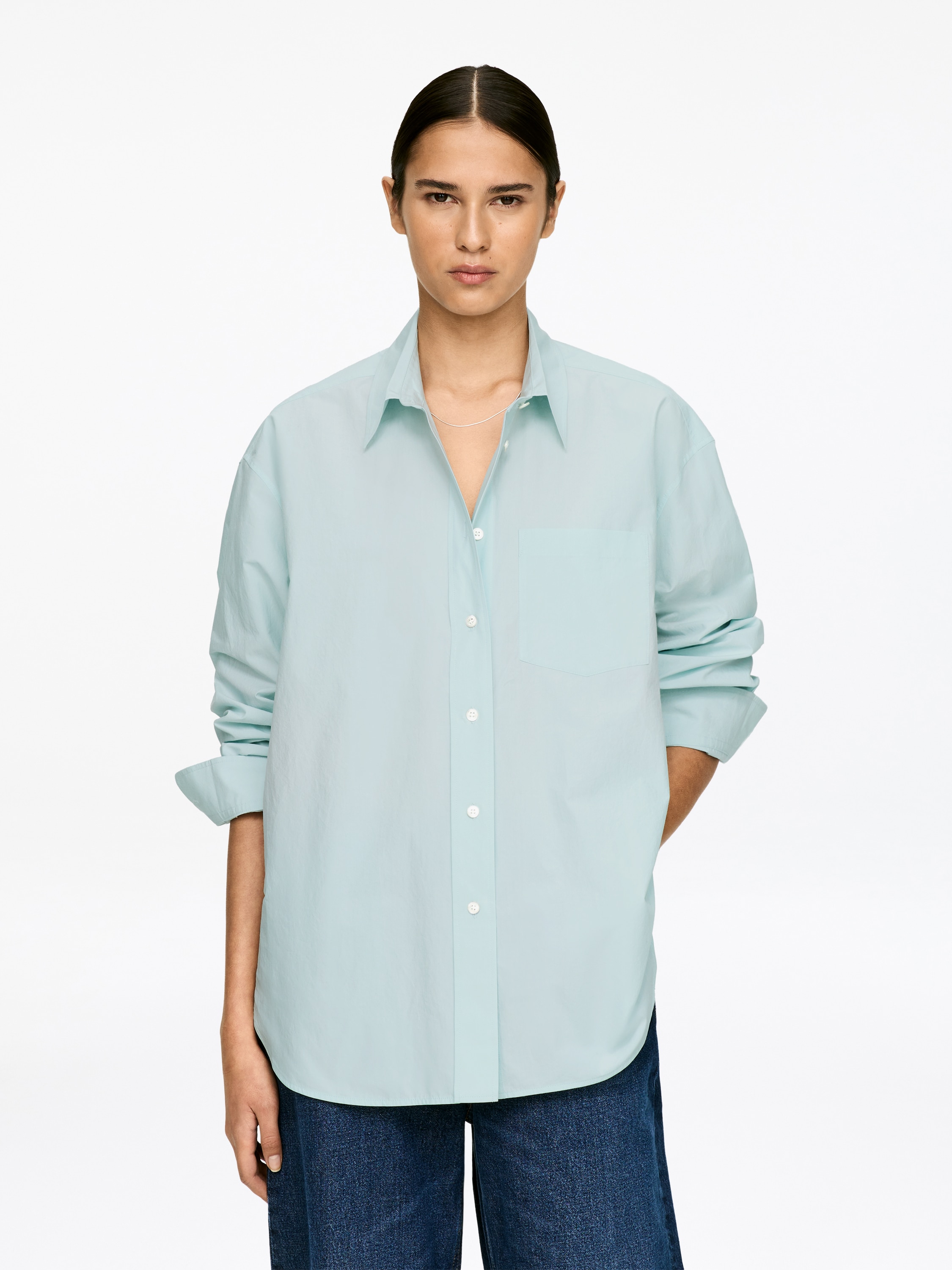 Cămașă din bumbac - Turcoaz deschis