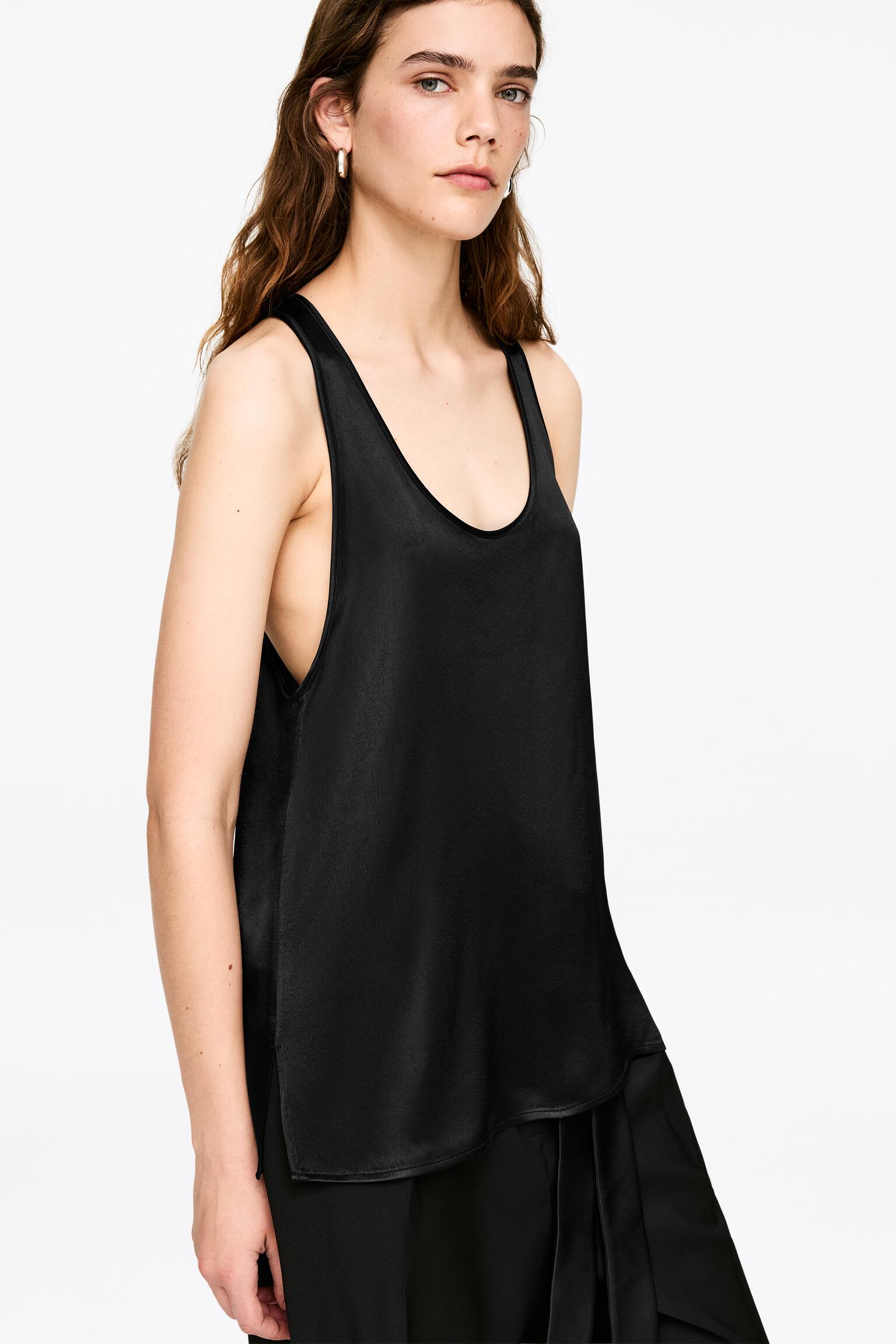 Sporty satengtopp - Svart/Offwhite - 5