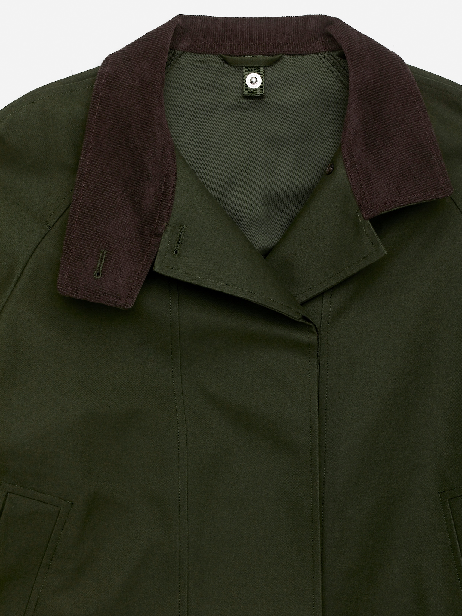 Manteau long en coton - Vert foncé - 5