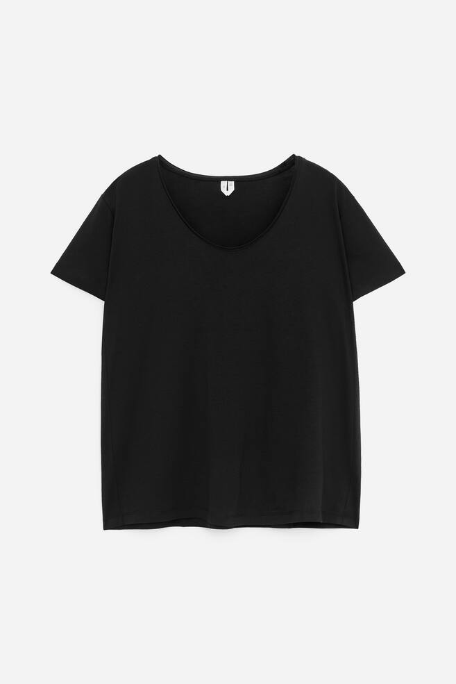 Scoop-neck T-shirt - Black/White/Mole - 1