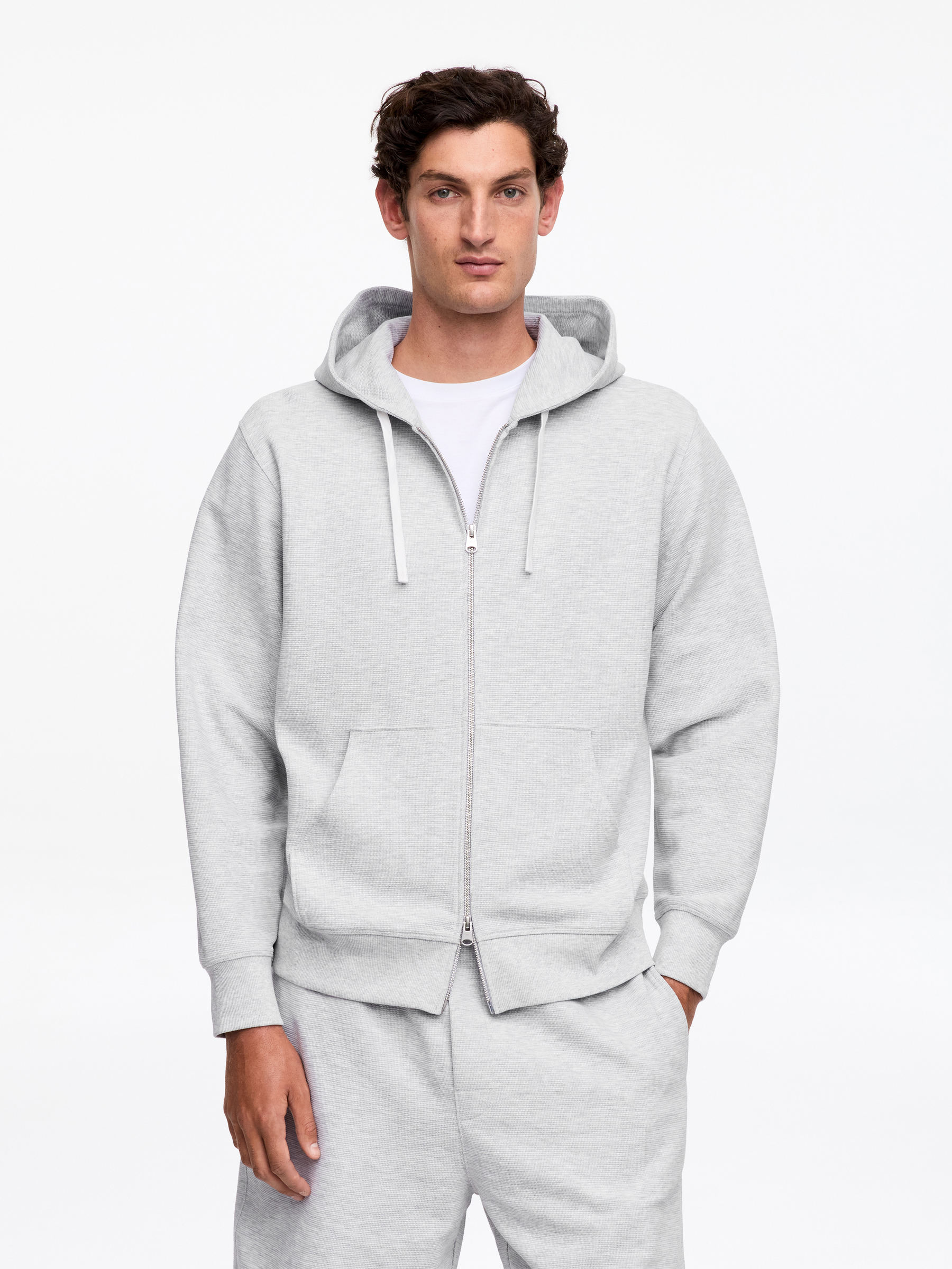 Jersey Zip Hoodie-#BEBEBE-18620