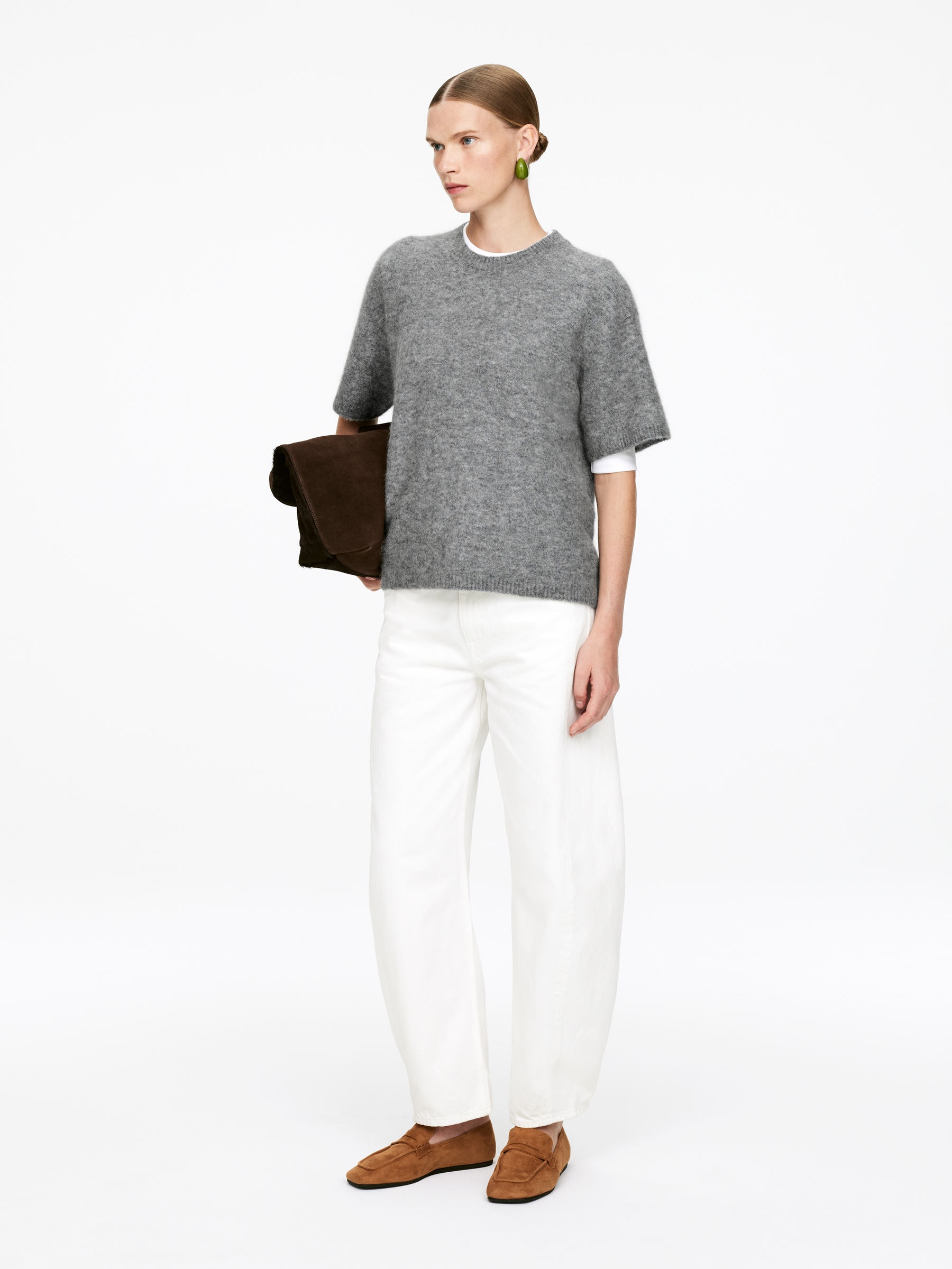 Tröja i alpacka och ull - Grå - Loose fit - Women - StillMedia/Lookbook - 5