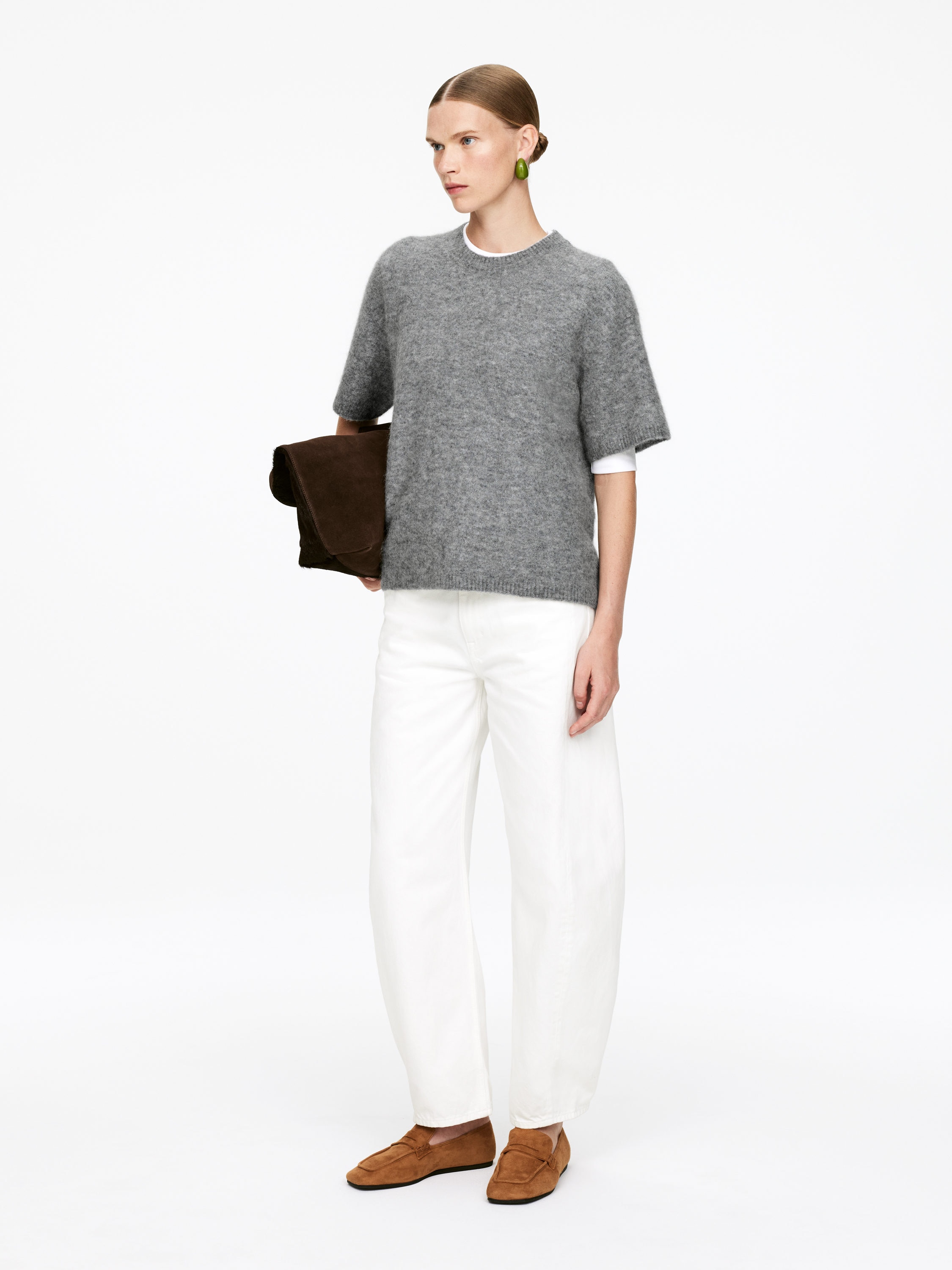 Alpaca-Wool Blend Jumper - Grey - Loose fit - Women - StillMedia/Lookbook - 5