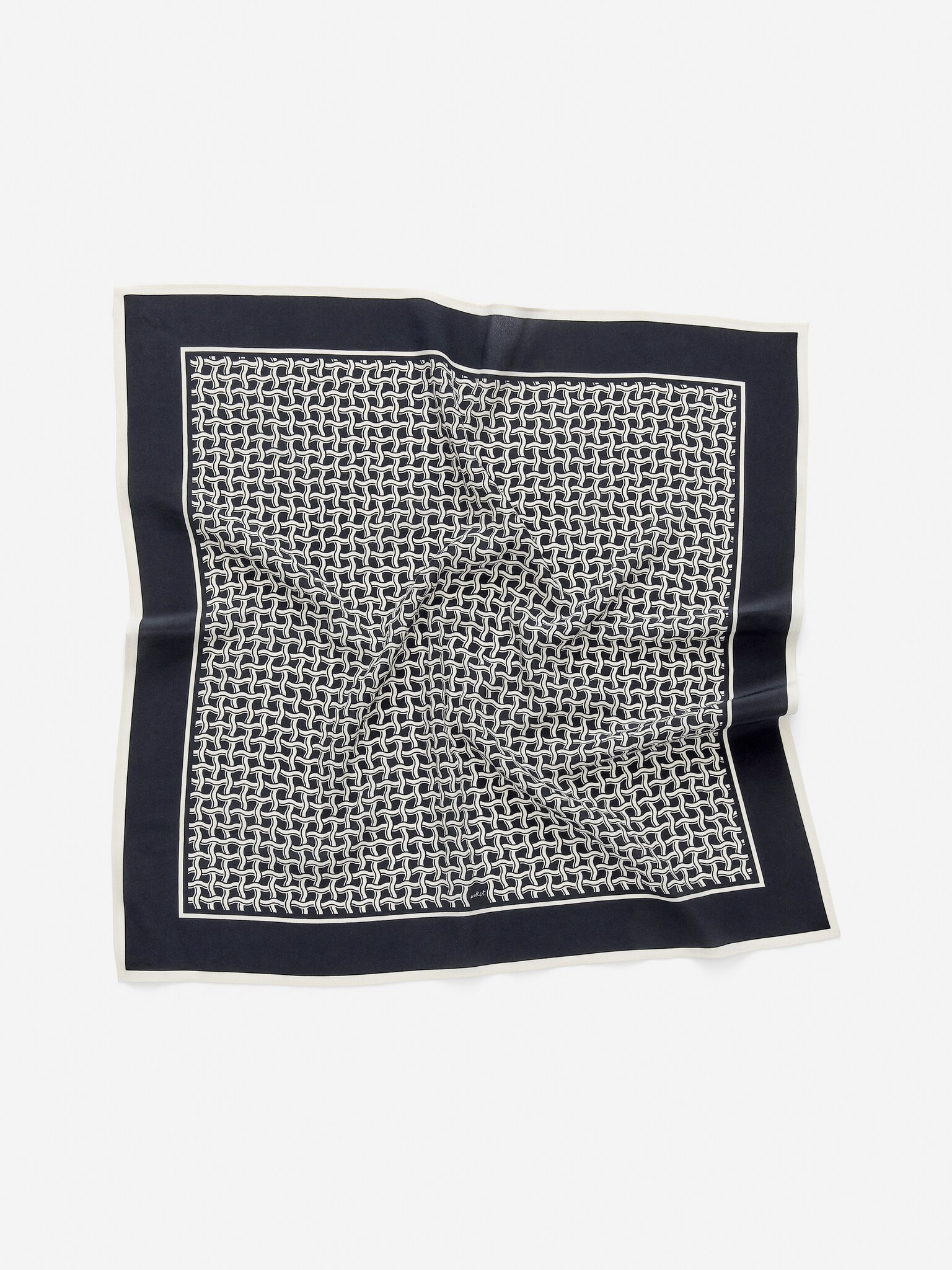 Hedvábný šátek s potiskem - Tmavě modrá/Slonová kost/Černá/Bílá/Černá/Bílá/Růžovo-hnědý/Bílá/Černá - 3