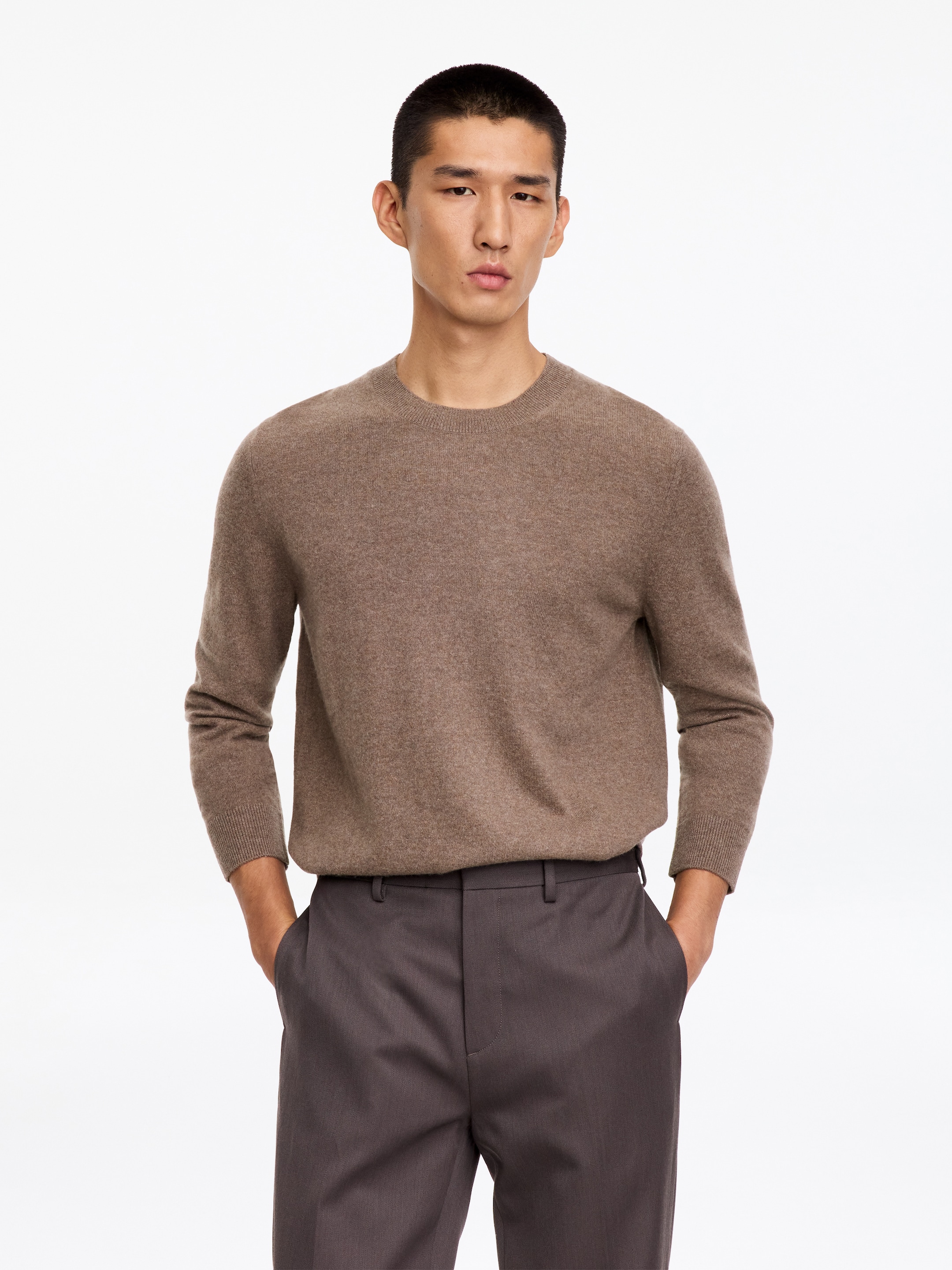 Pure Cashmere Crew-Neck Jumper-Brown-20440