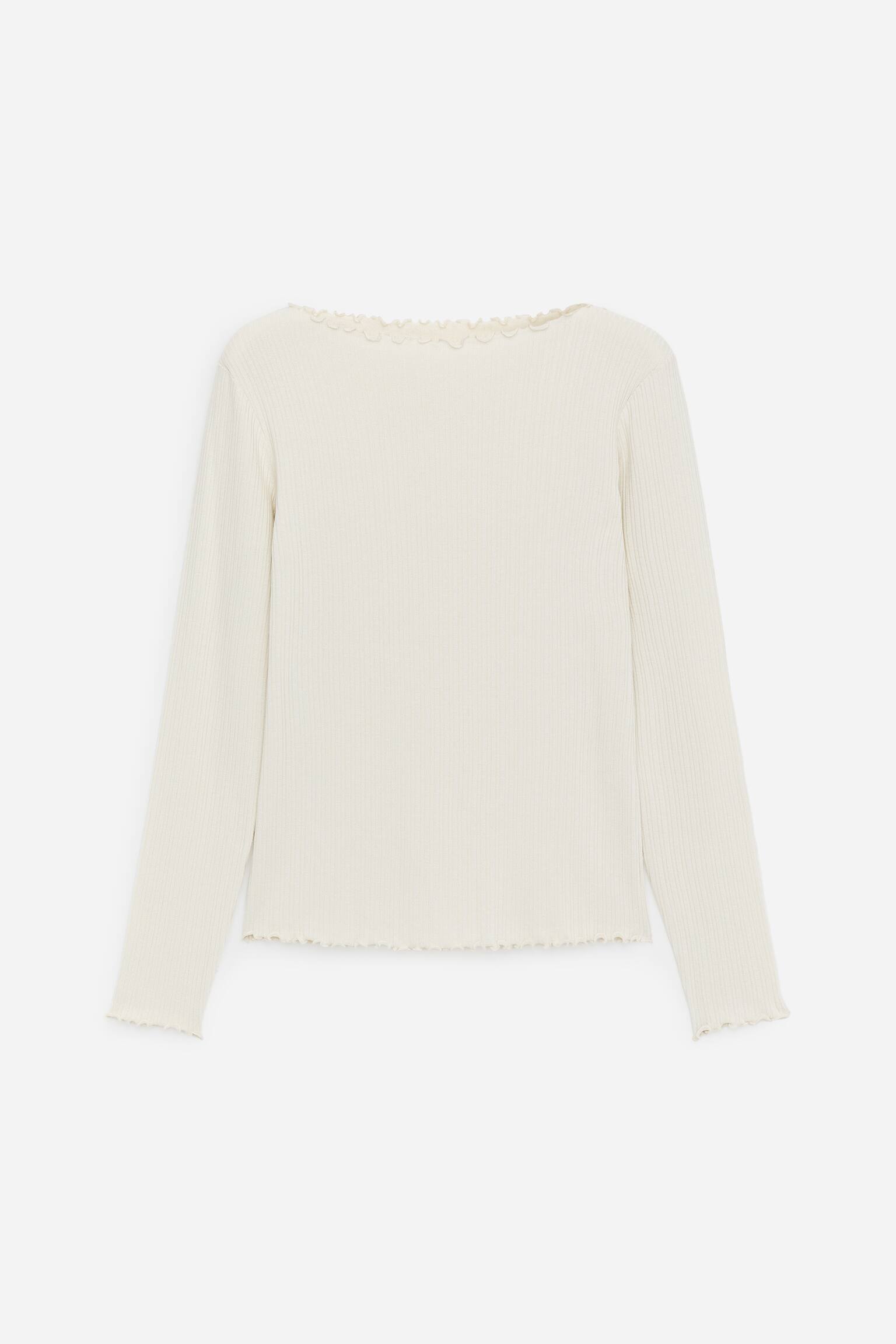 Maglia con scollo a barchetta - Bianco sporco/Nero