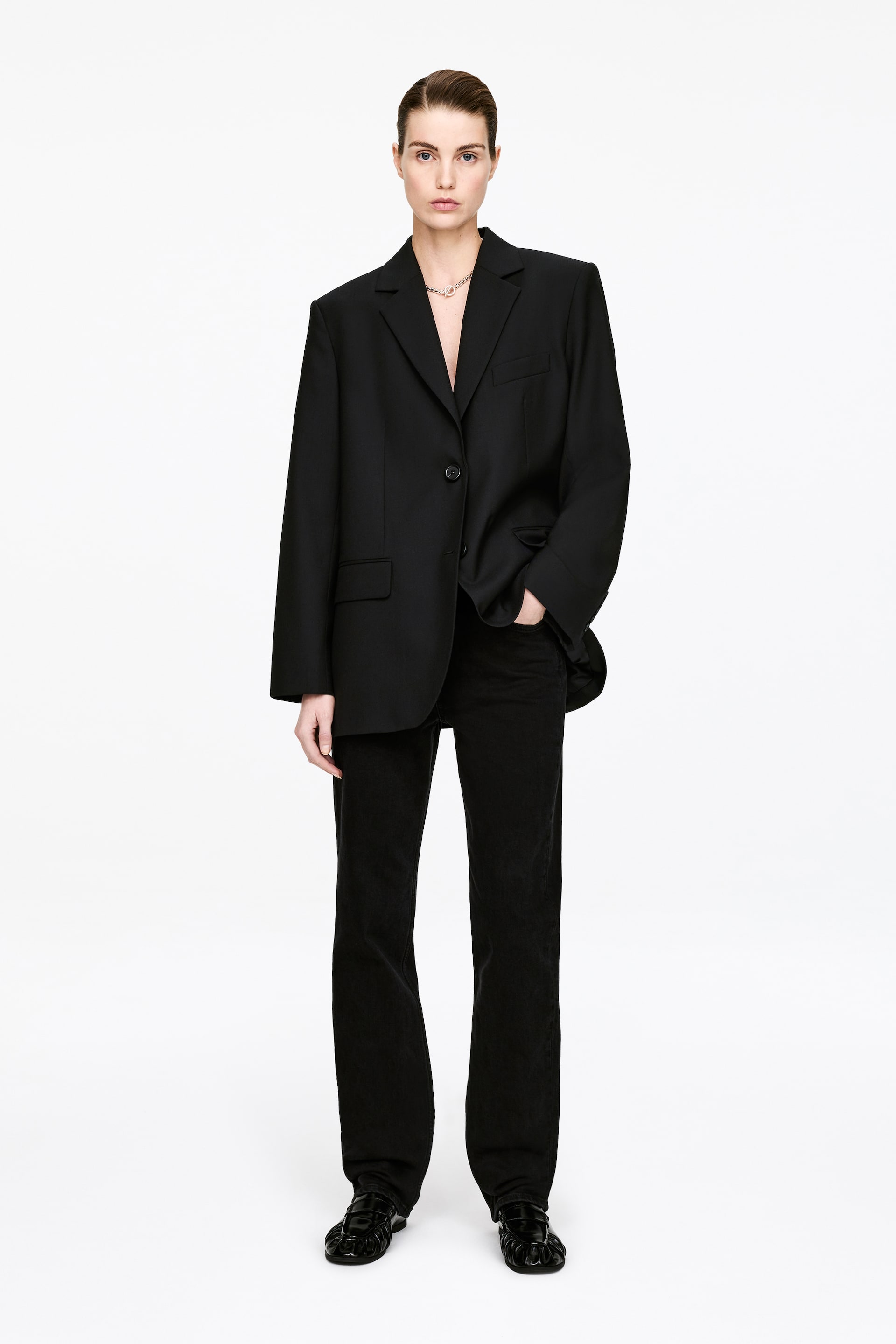 Se større billede: Hopsack-blazer i uld - Sort - DAME | H&M DK 1