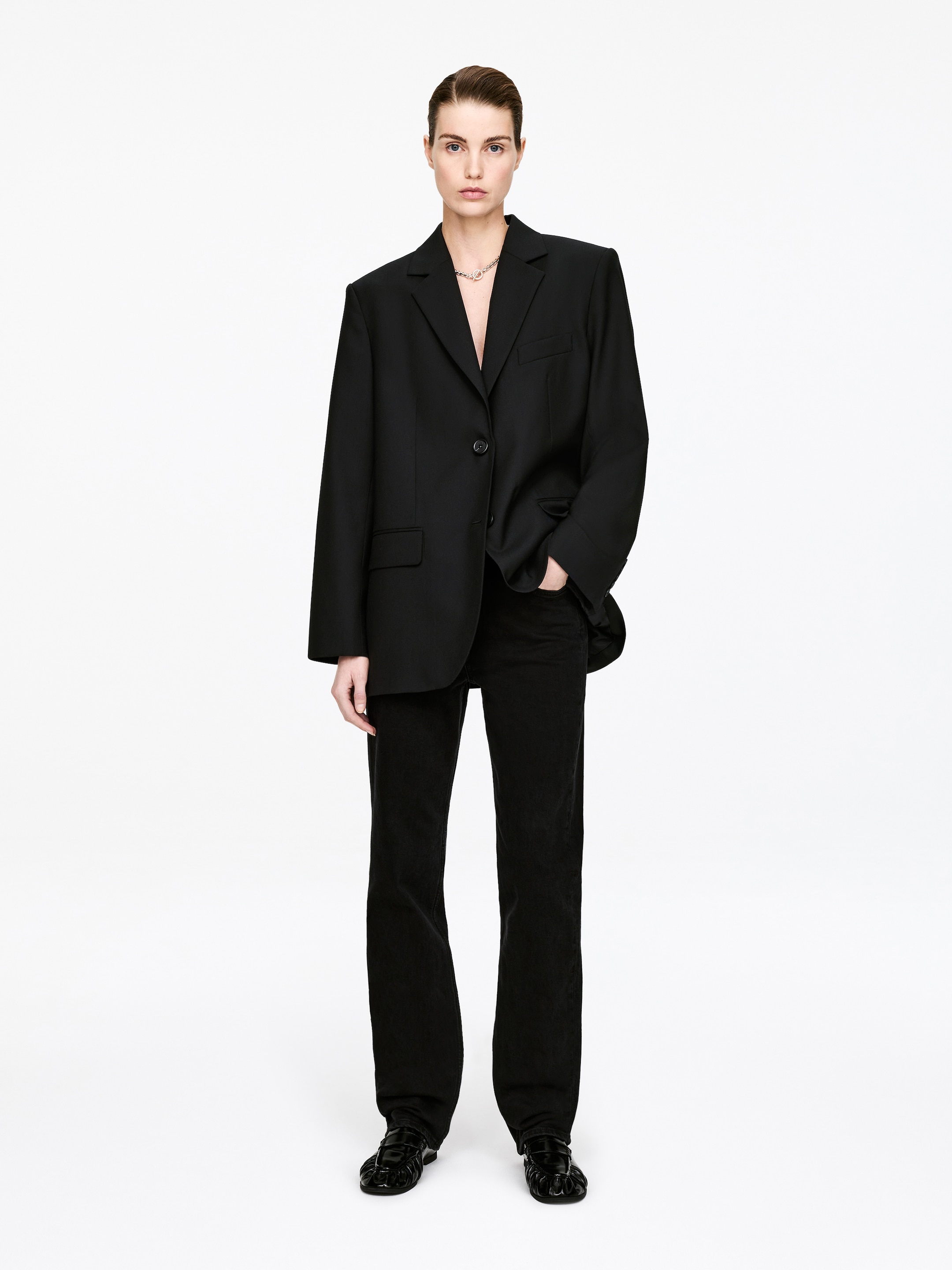 Blazer en laine nattée-#1c1c1c-18000