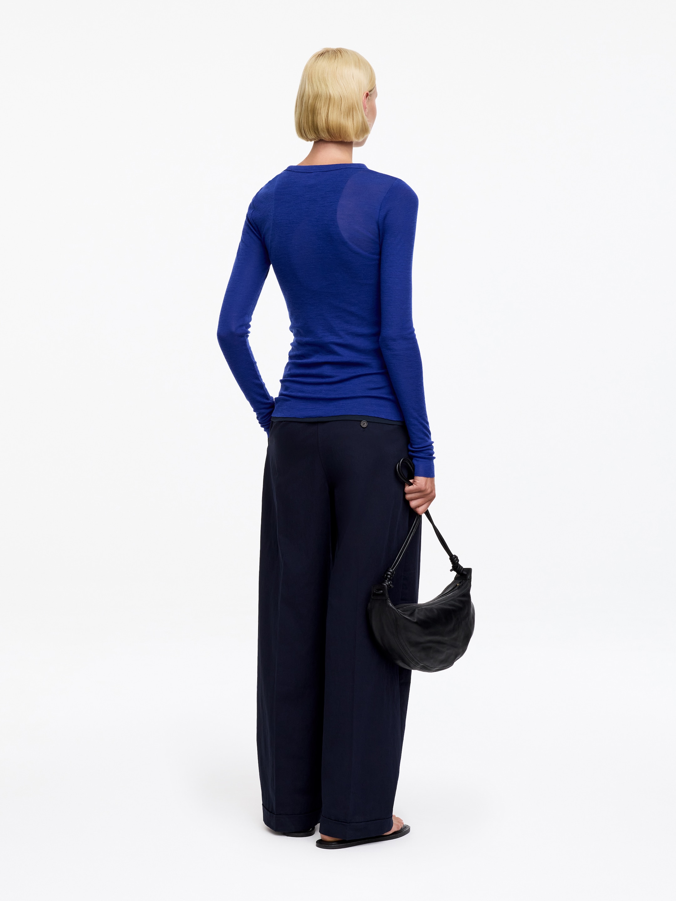Top à manches longues en laine mérinos - Bleu vif - Slim fit - women - StillMedia/Lookbook - 2