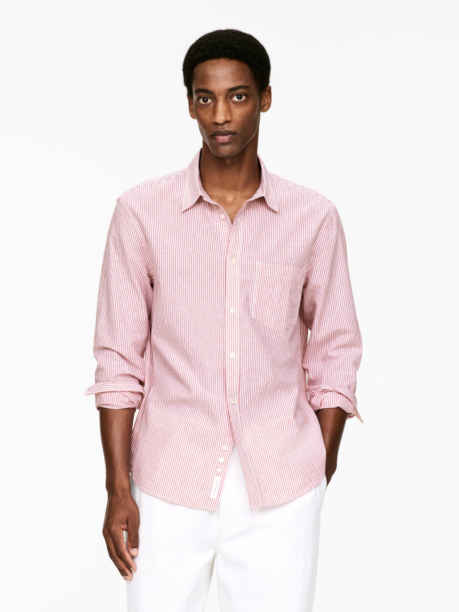Camisa de lino y algodón - Rojo/blanco/Azul/blanco
