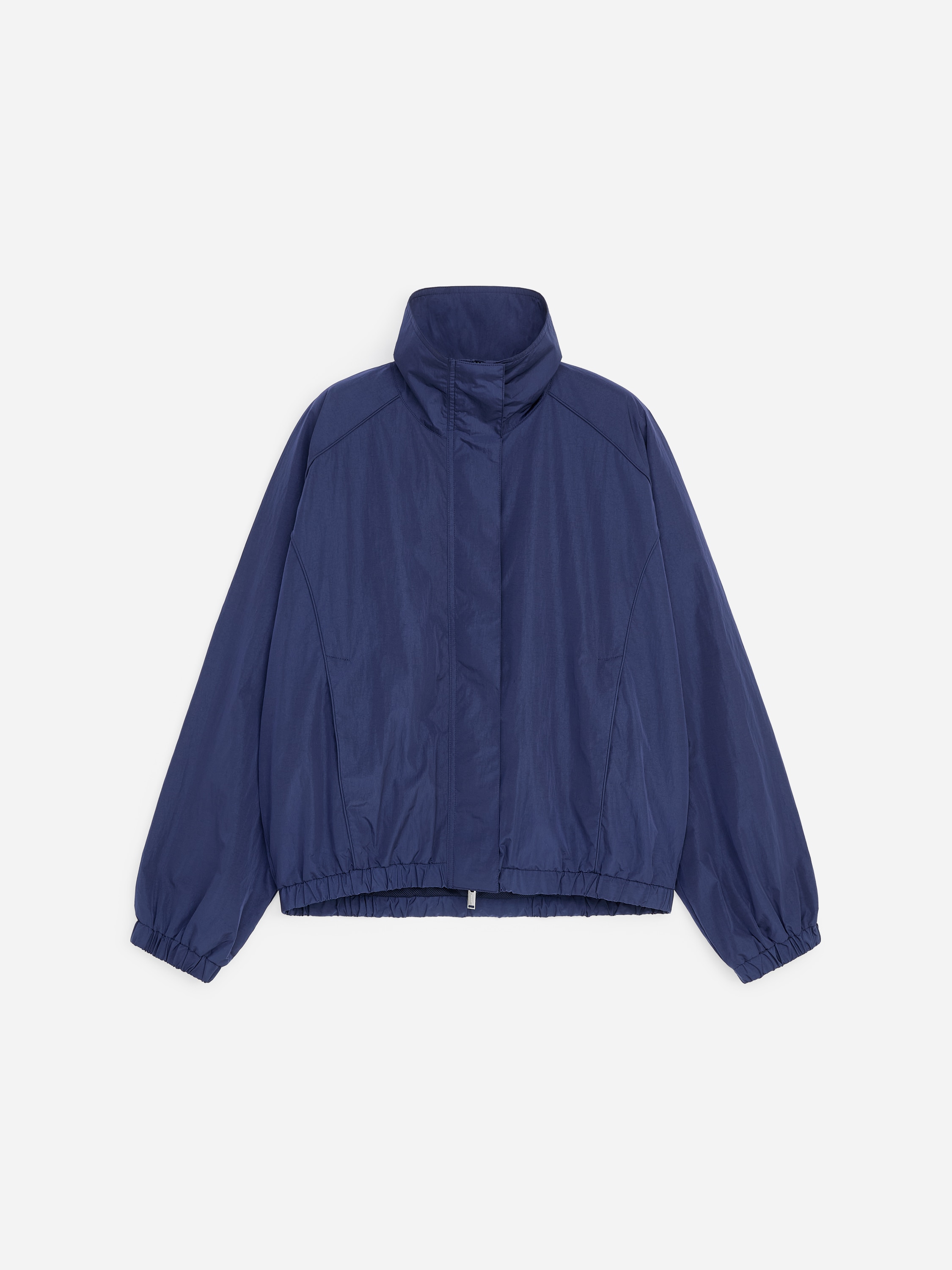 Giacca in nylon con collo a imbuto - Blu scuro/Nero