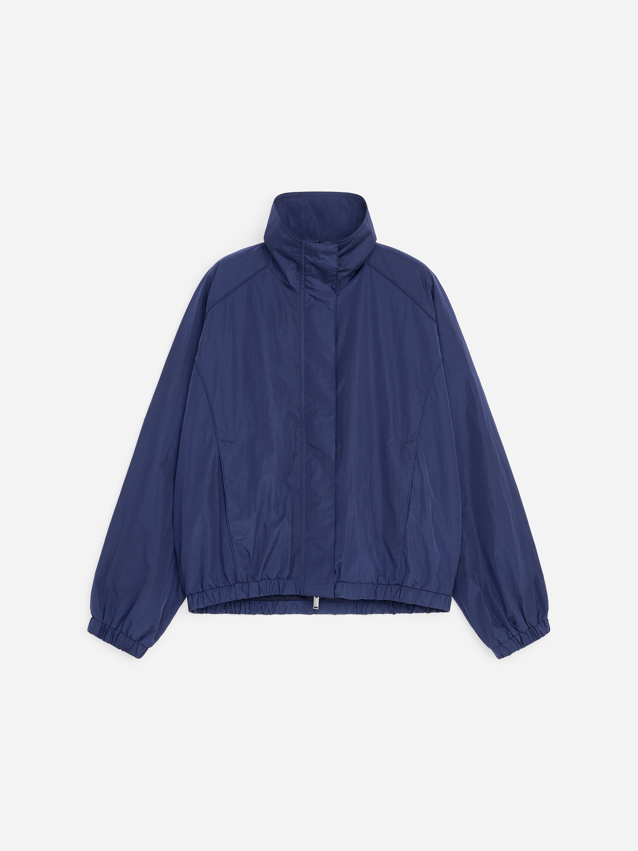Funnel-Neck Nylon Jacket - Dark Blue - Oversized - women - StillMedia/DescriptiveStillLife - 1
