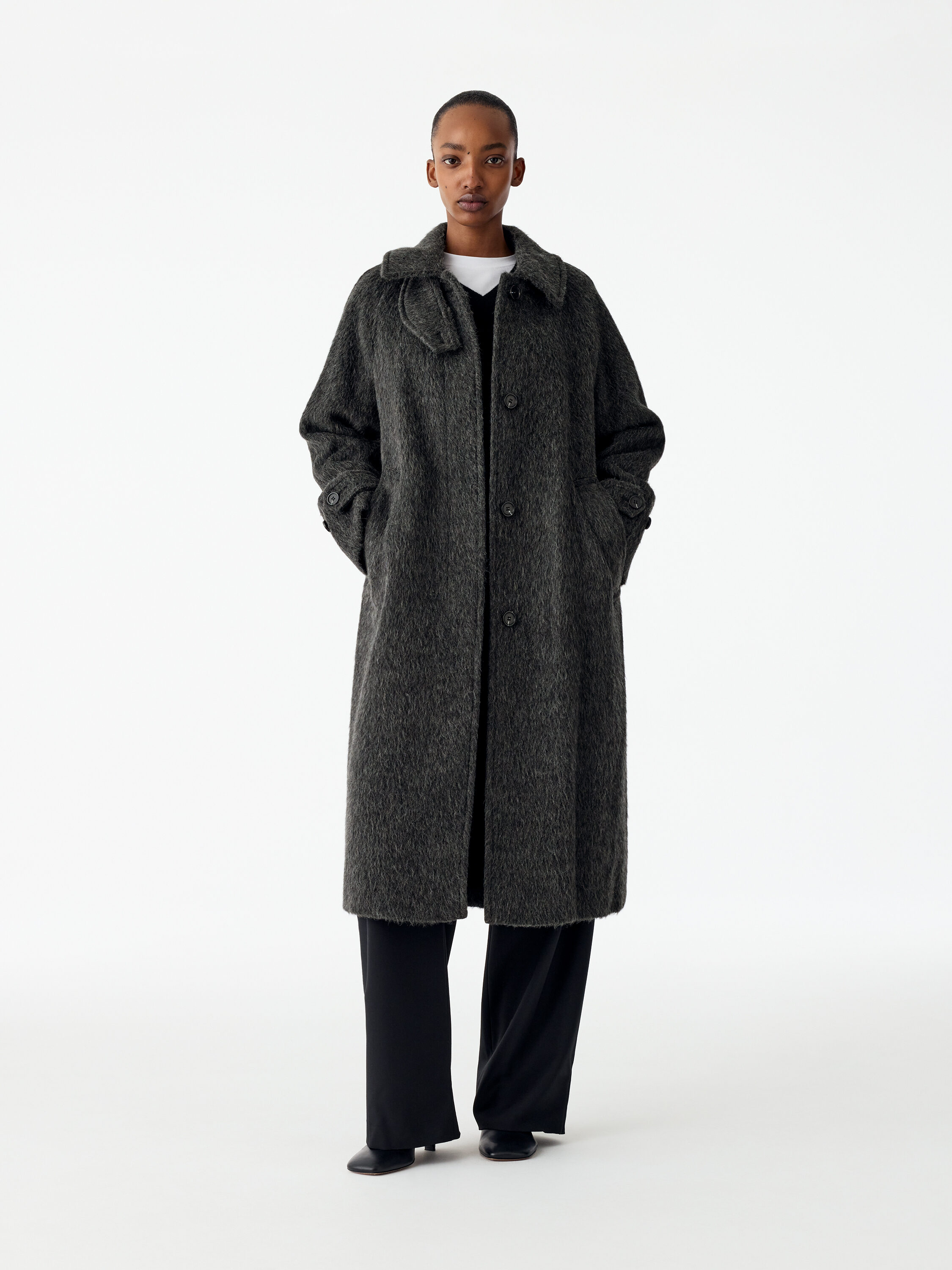 Wool-Alpaca Blend Coat – Black – ARKET WW