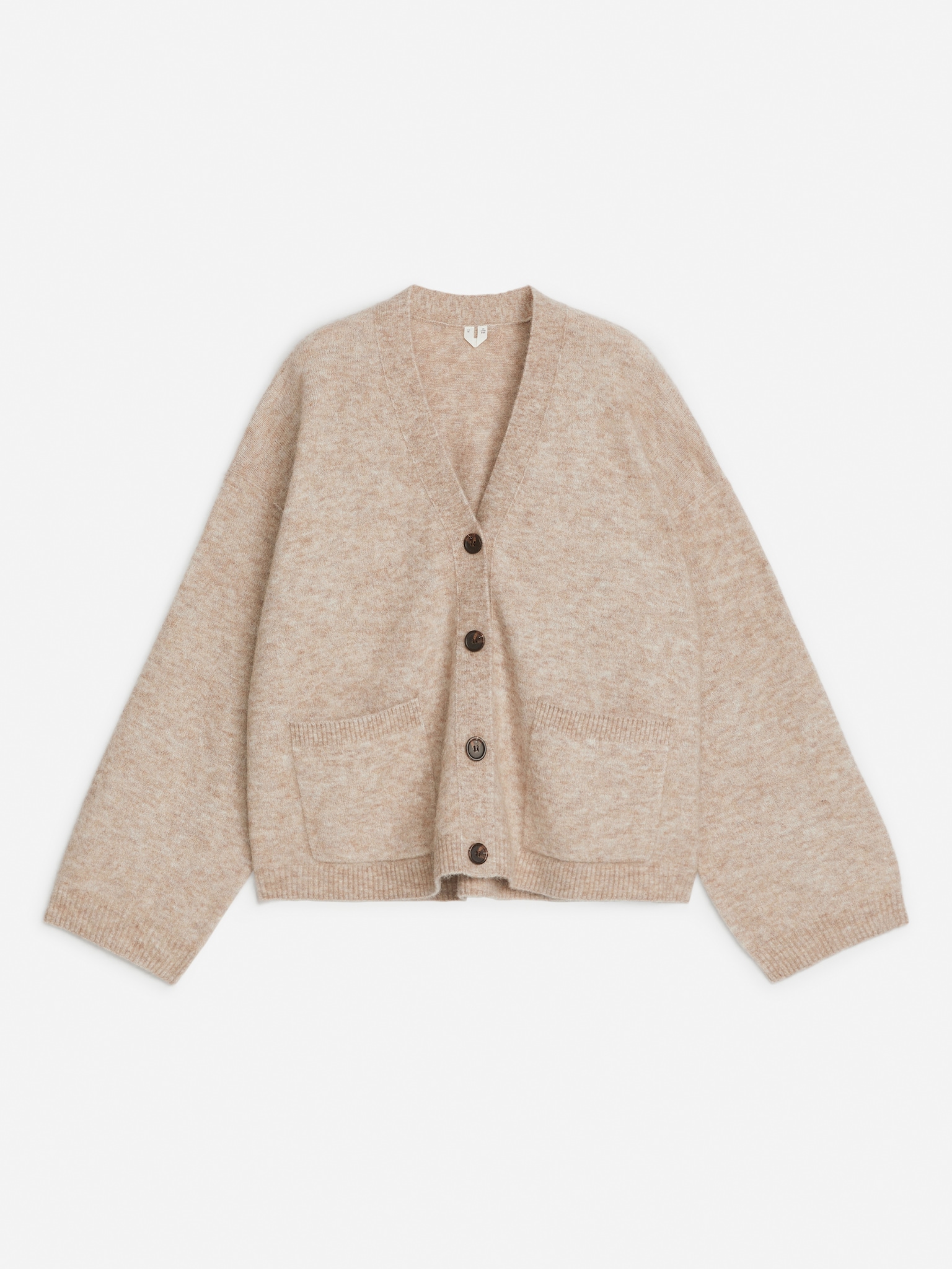 Strickjacke aus Wolle und Alpakawolle - Hafer, meliert