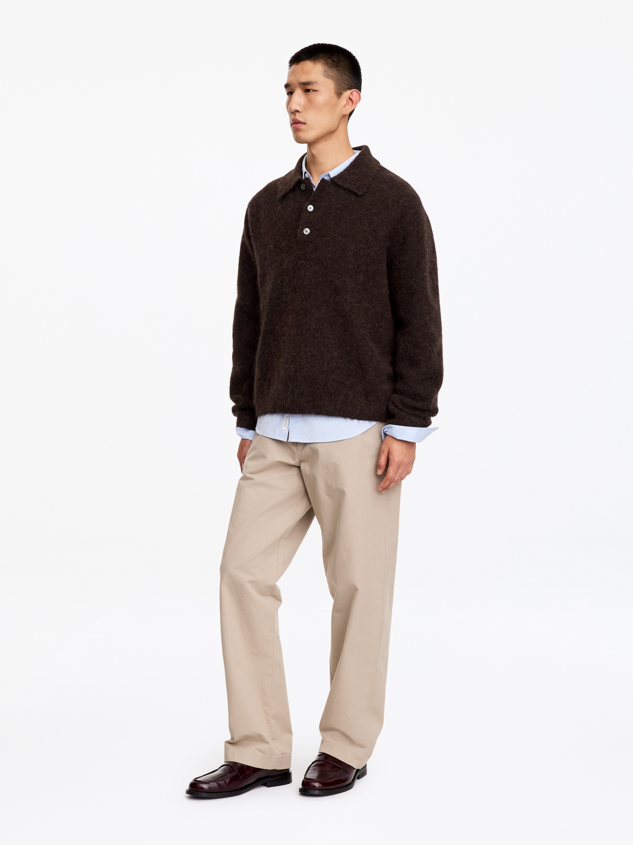 Polo in misto alpaca e lana - Marrone - Loose fit - men - StillMedia/Lookbook - 4