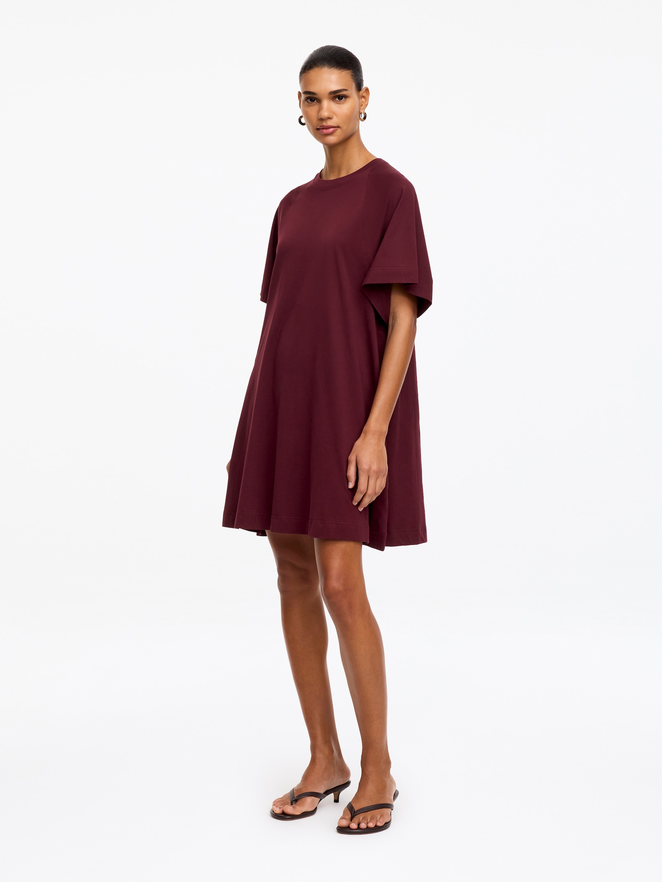 Cotton Jersey Dress - Dark red - Relaxed fit - Women - StillMedia/Lookbook - 2