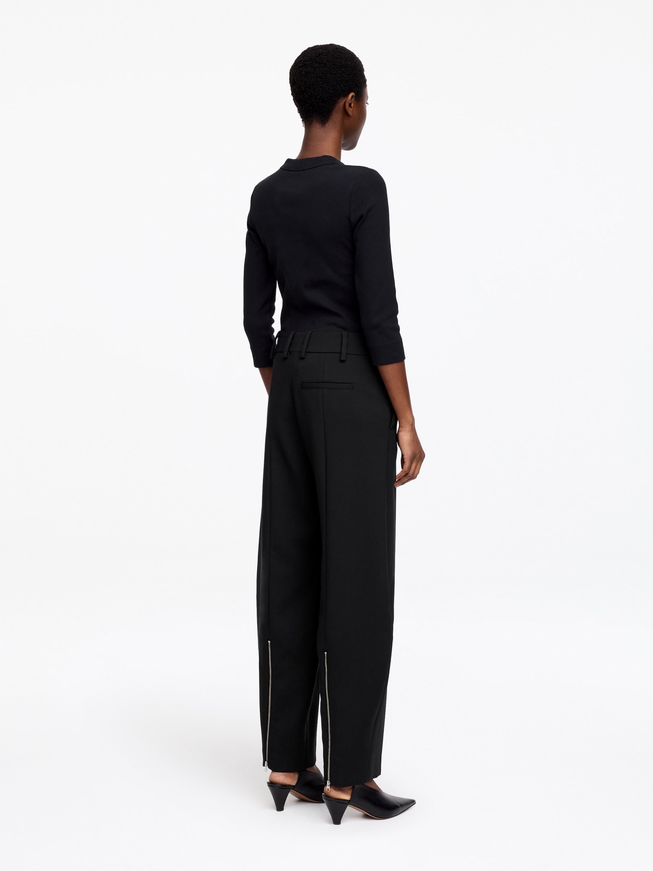 Pantalon à jambes barrel avec fermeture éclair - Noir - Relaxed fit - Femme - StillMedia/Lookbook - 3