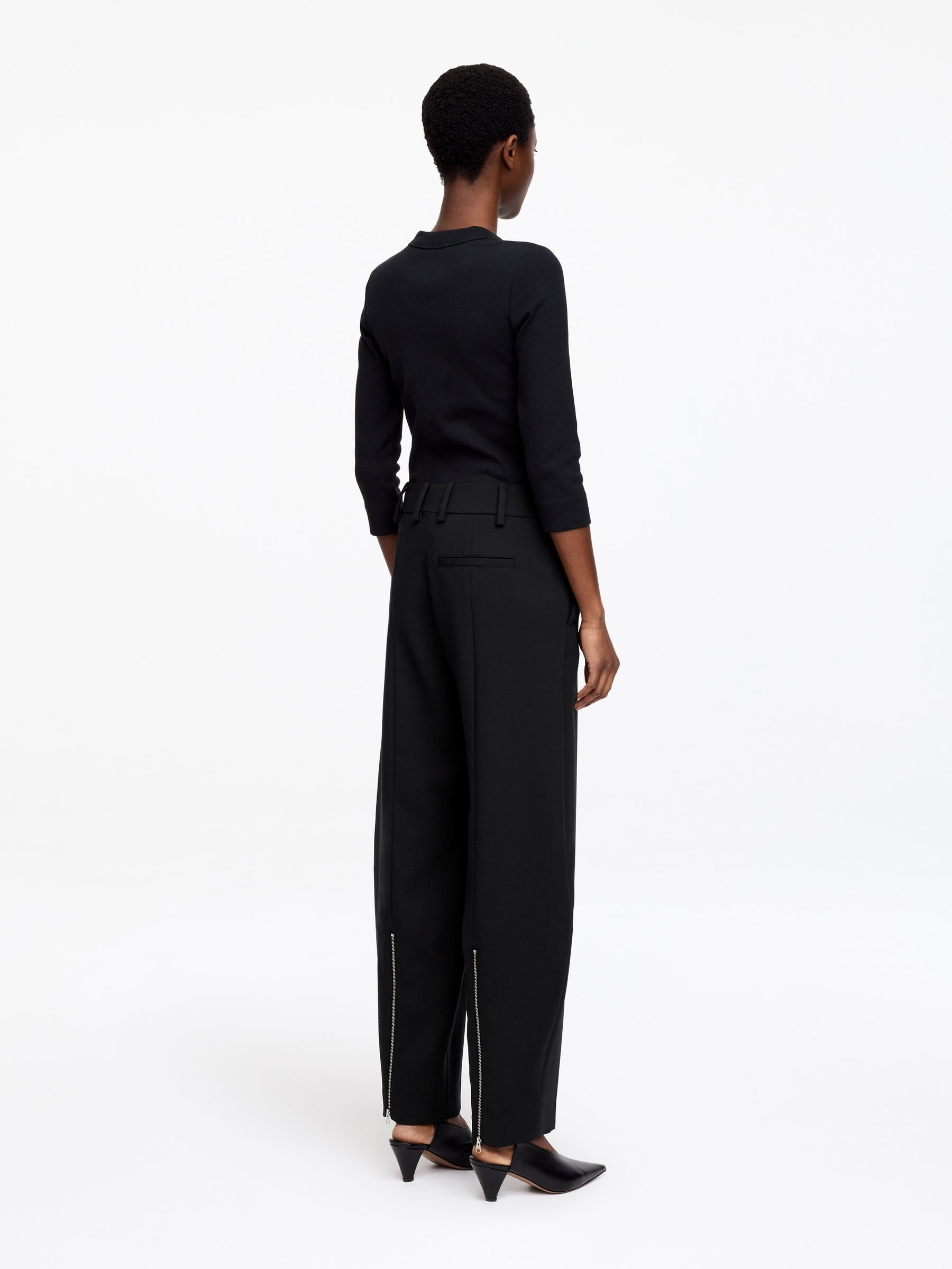 Pantalon à jambes barrel avec fermeture éclair - Noir - Relaxed fit - Femme - StillMedia/Lookbook - 3