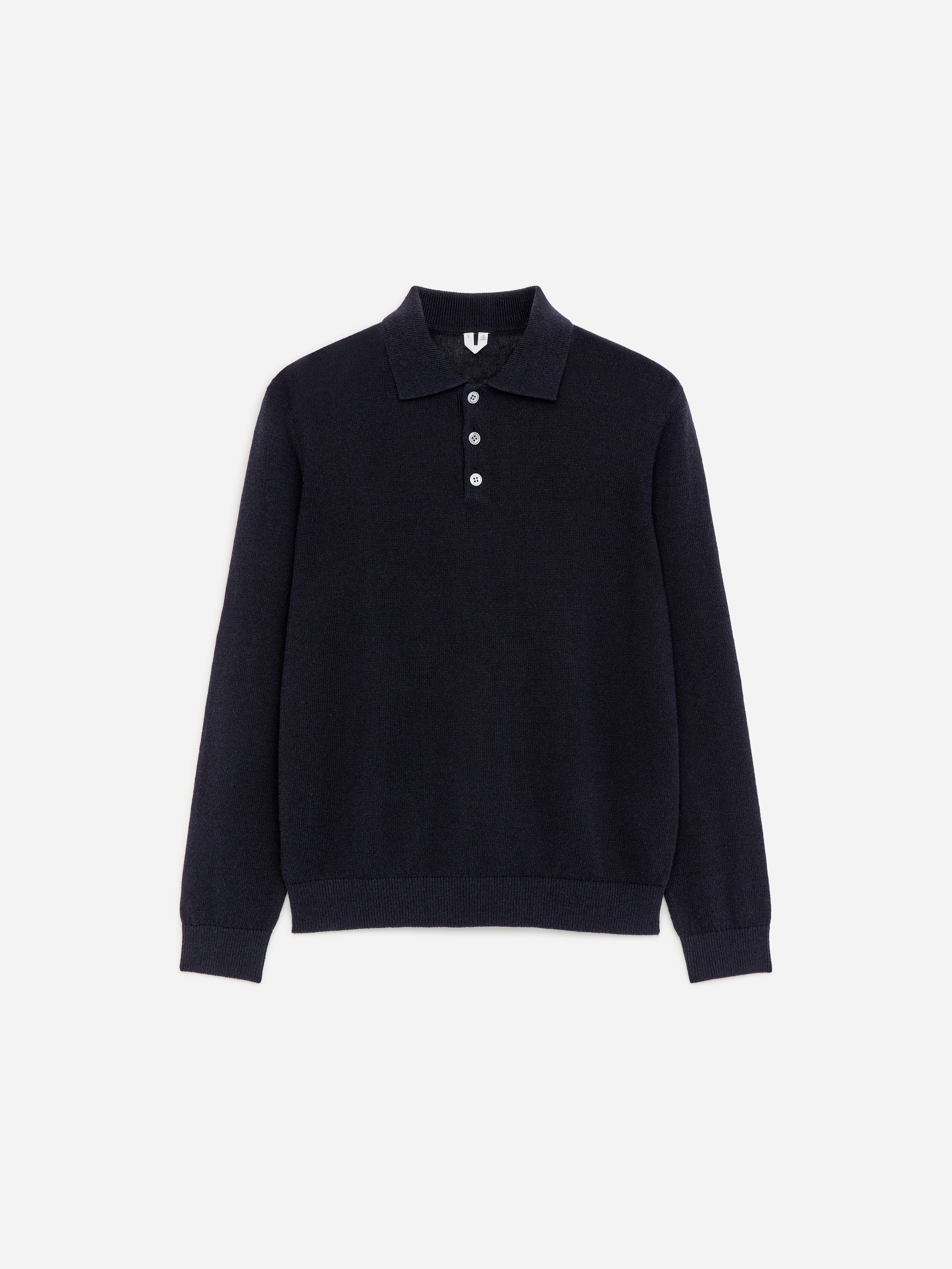 Camisola polo em mistura de linho - Azul escuro/Castanho mesclado