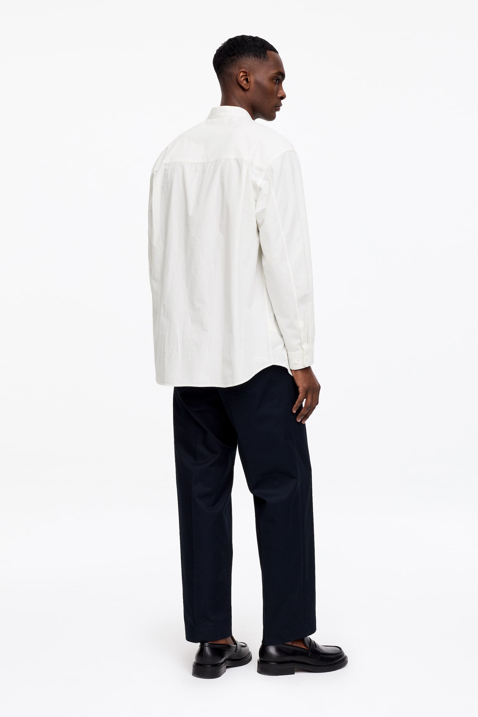 Popliinipaita pystykauluksella - Luonnonvalkoinen/Musta - 7