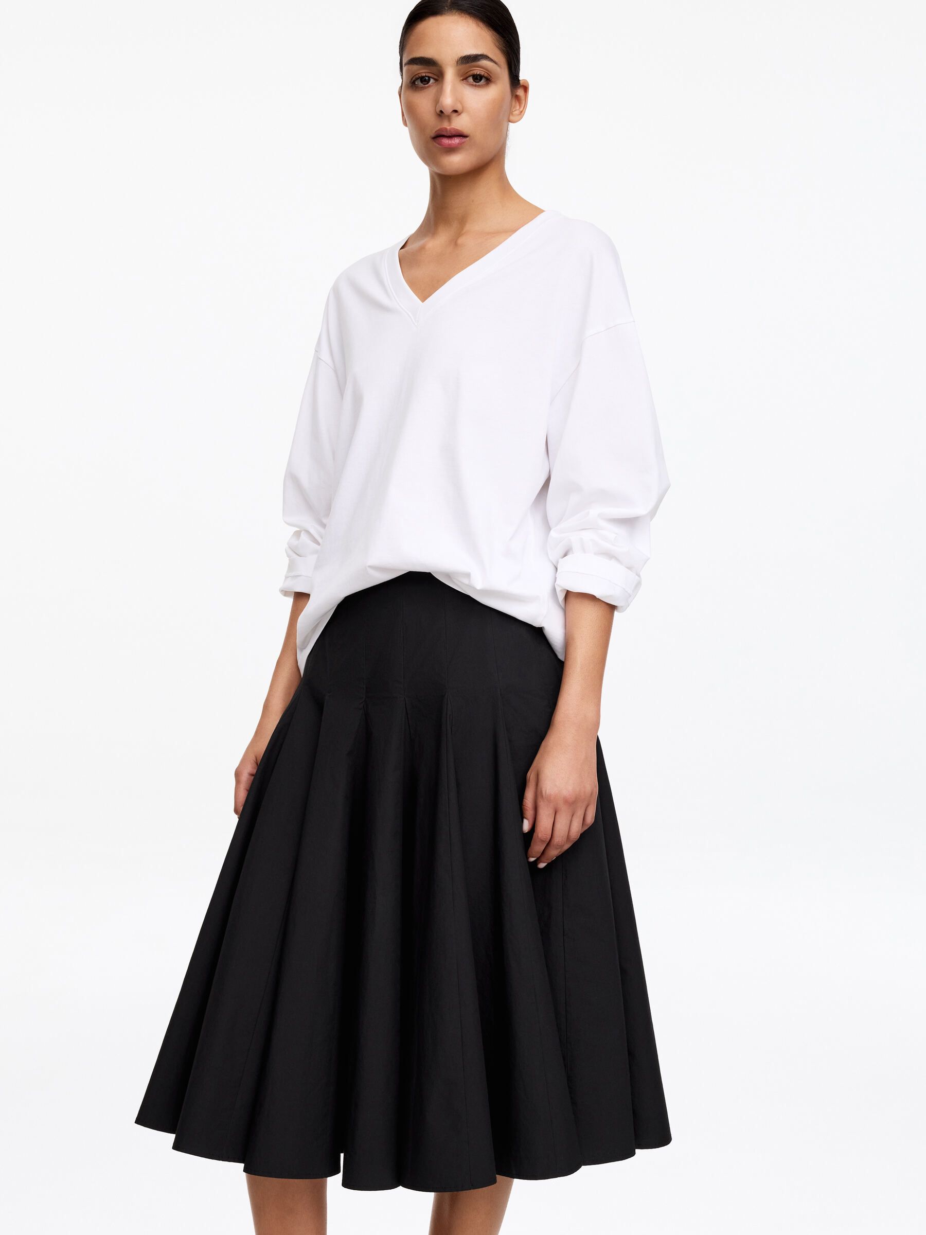 Midikjol i bomull - Svart - Regular fit - Women - StillMedia/Lookbook - 6
