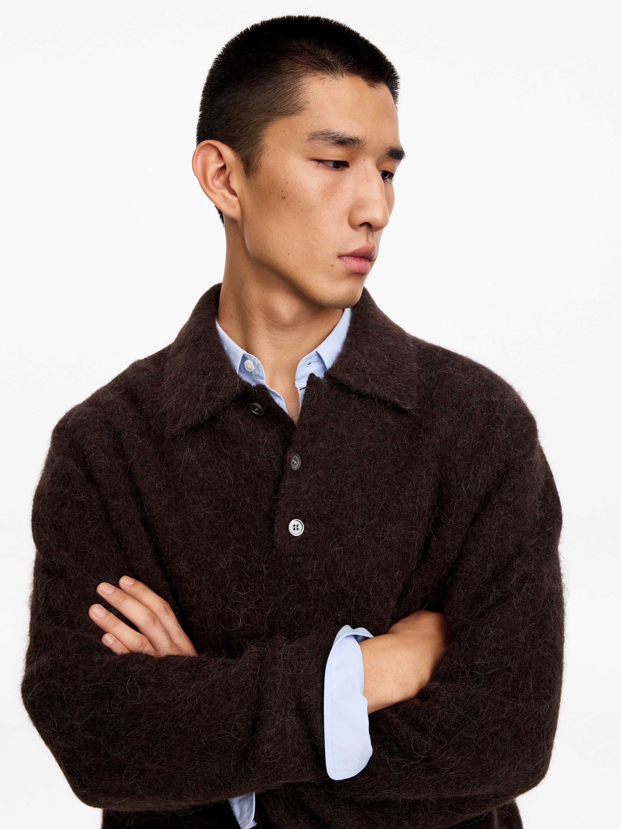 Polo in misto alpaca e lana - Marrone - Loose fit - men - StillMedia/Lookbook - 5