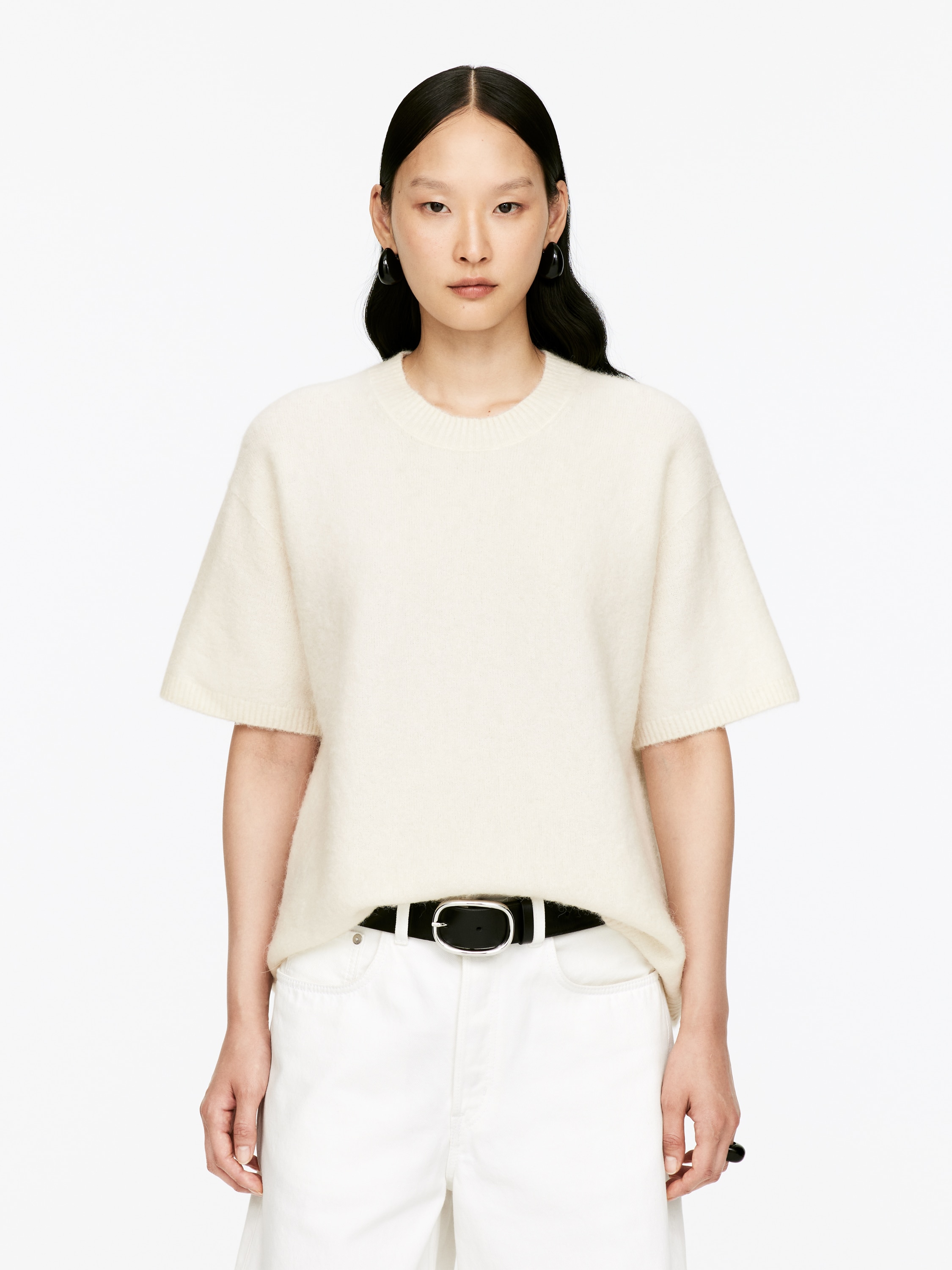 Alpaca-Wool Blend Jumper - Off White/Grey/Black/Reddish Brown