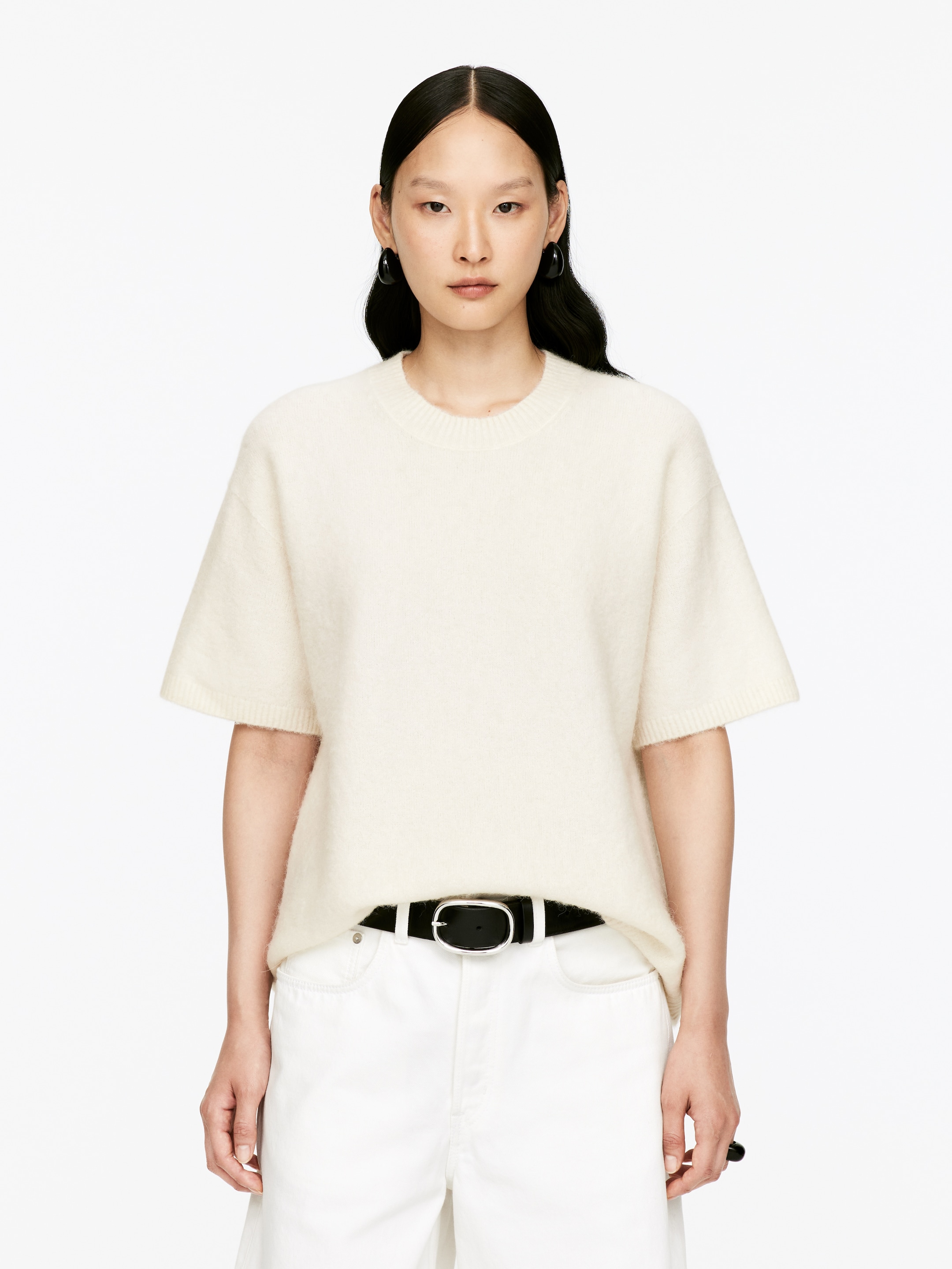 Visa större bild: Tröja i alpacka och ull - Off-white - DAM | H&M SE 1