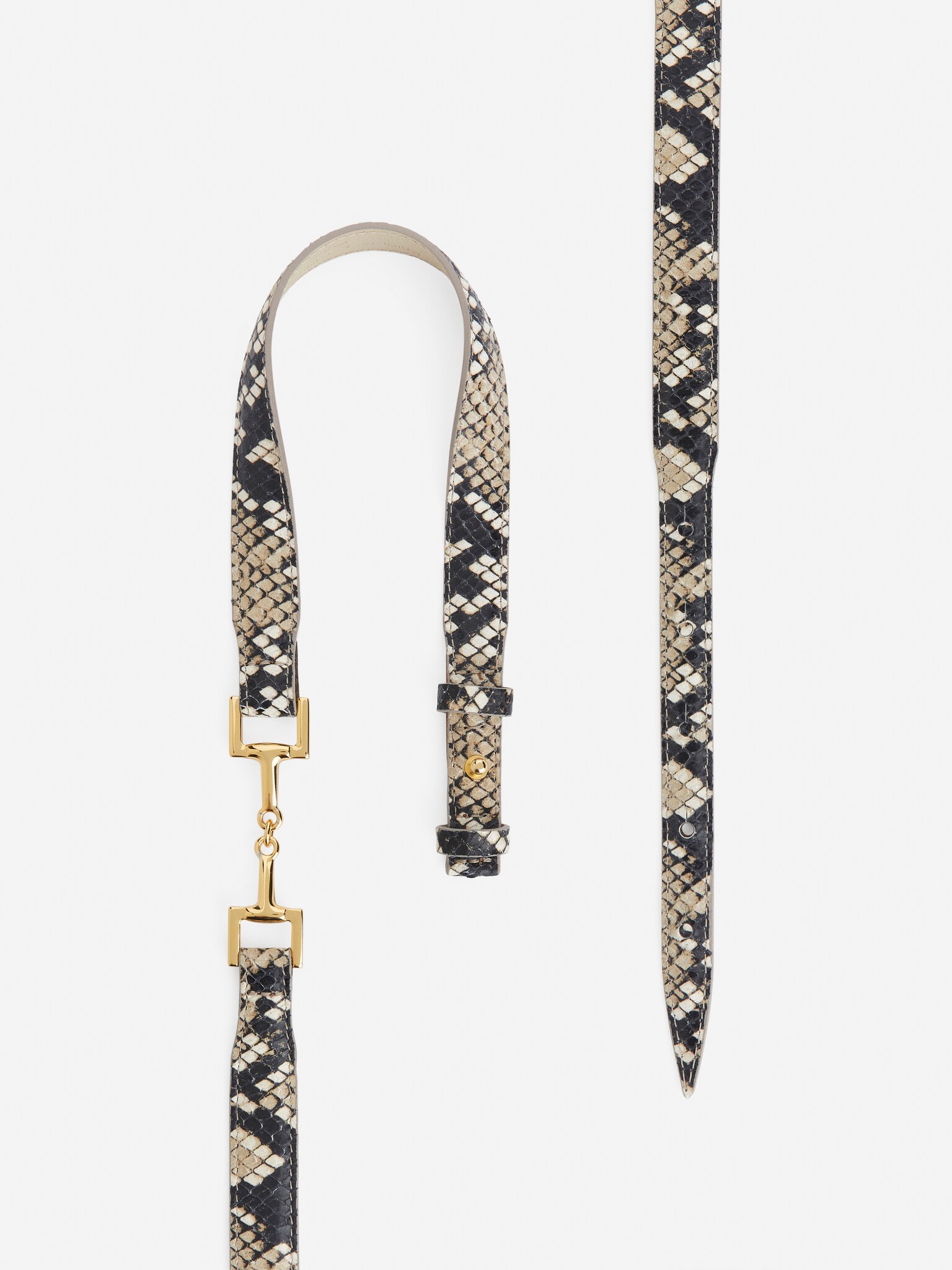 Ceinture en cuir avec boucle mors - Marron/Serpent - 2