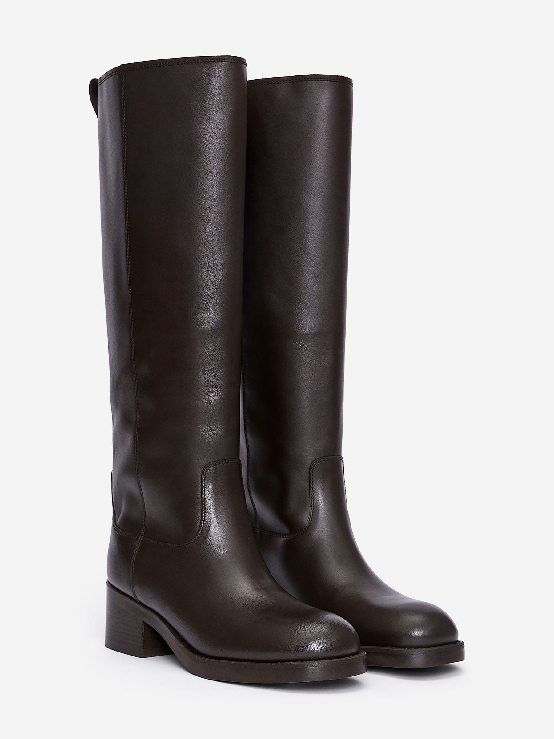 Leather Riding Boots - Dark Brown - Women - StillMedia/DescriptiveStillLife - 10
