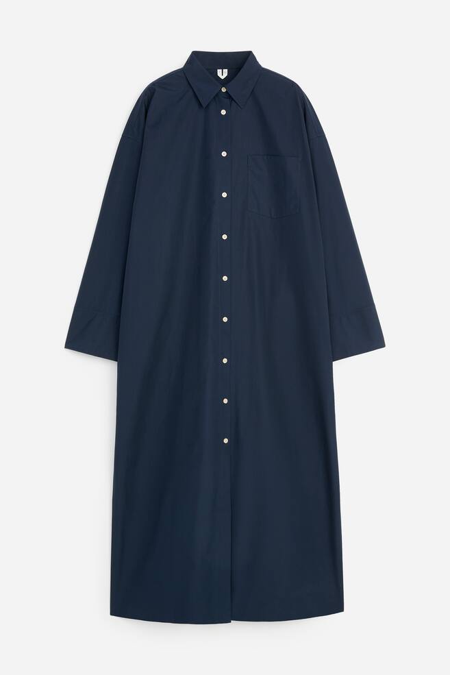 Hemdkleid aus Baumwolle - Dunkelblau/Braun/Cremeweiß - 1