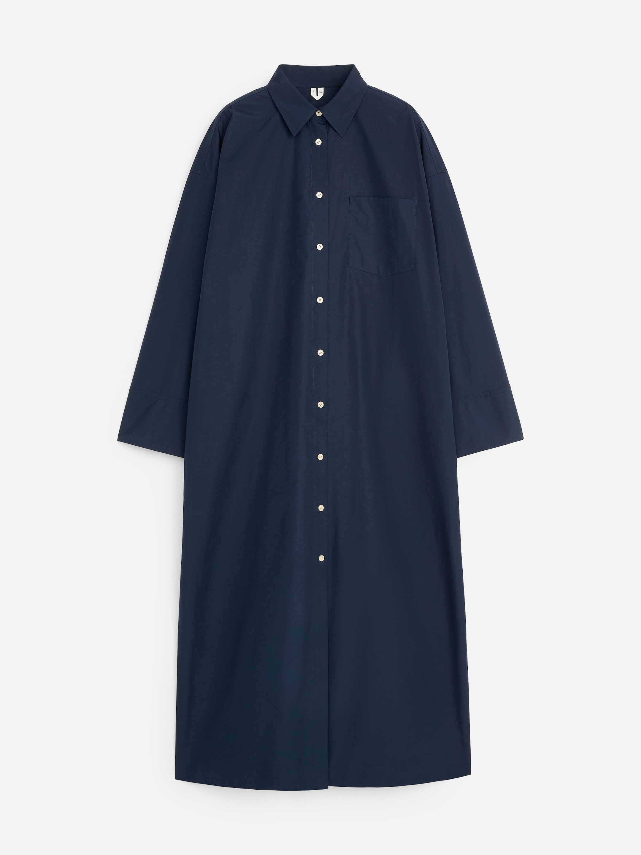 Cotton Shirt Dress-Blue-19797