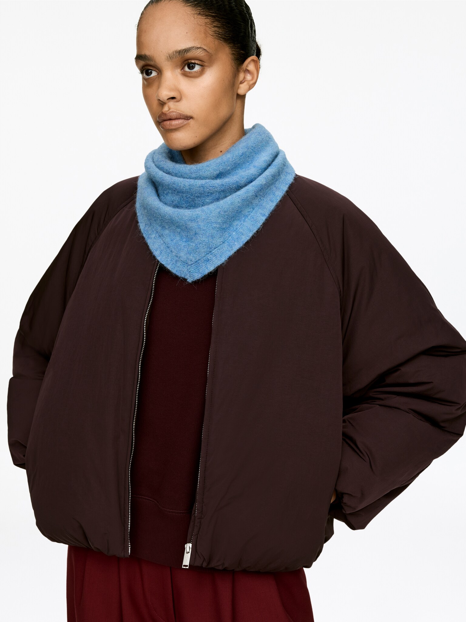 Tuch aus Alpakawolle und Wolle - Blau/Dunkelrot/Schwarz/Dunkelbraun - 3