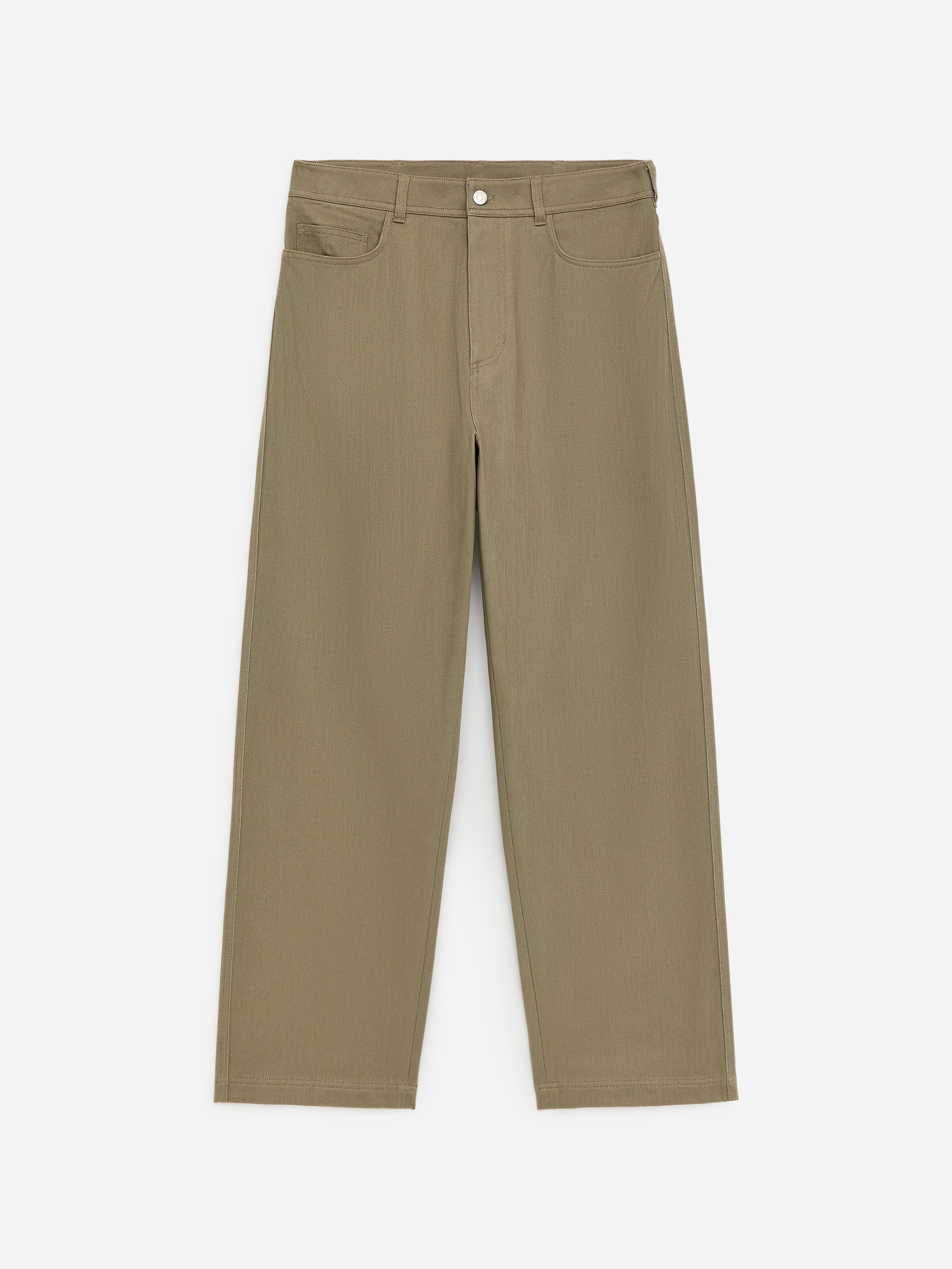 Relaxed Cotton Twill Trousers-#756F5F-18020
