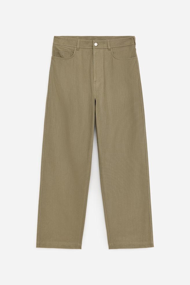 Relaxed Cotton Twill Trousers - Khaki Green/Dark Blue - 1