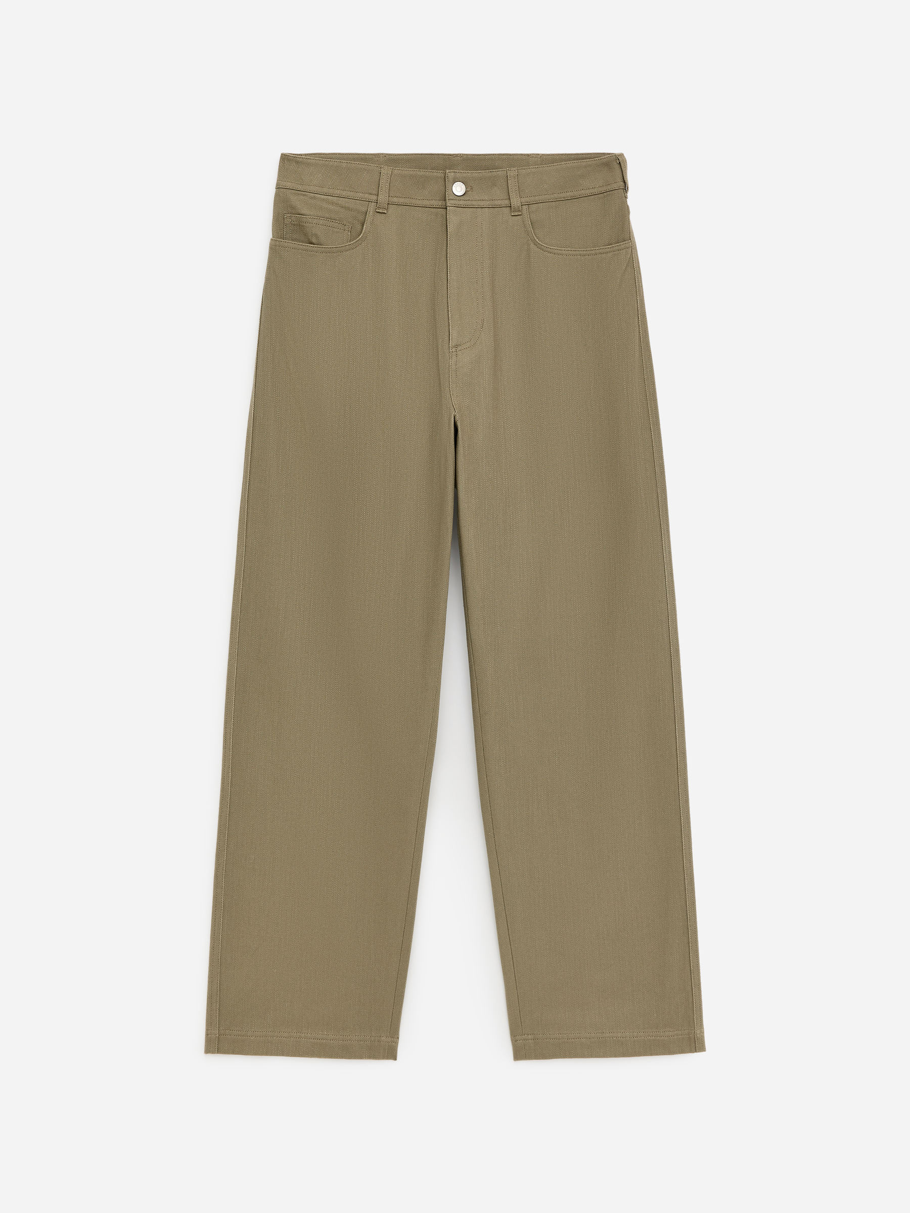 Relaxed Cotton Twill Trousers - Khaki Green - Relaxed fit - Women - StillMedia/DescriptiveStillLife - 1